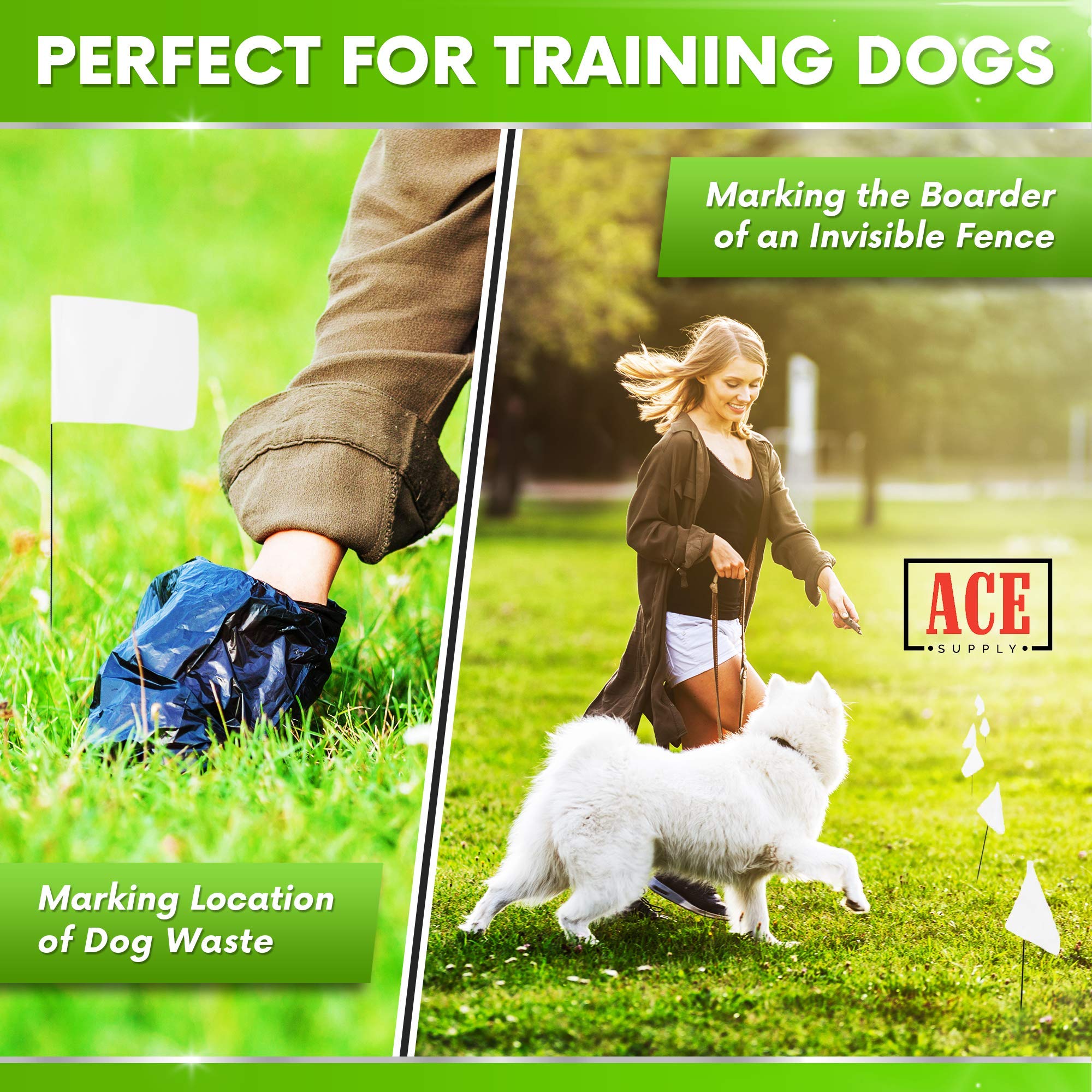 1000 Pack White Marking Flags 4x5x21 Inch - Durable Yard Markers for Lawn, Irrigation, Landscaping & Survey - Perfect for Sprinkler Head Marking, Property Boundaries & Construction Site Layout