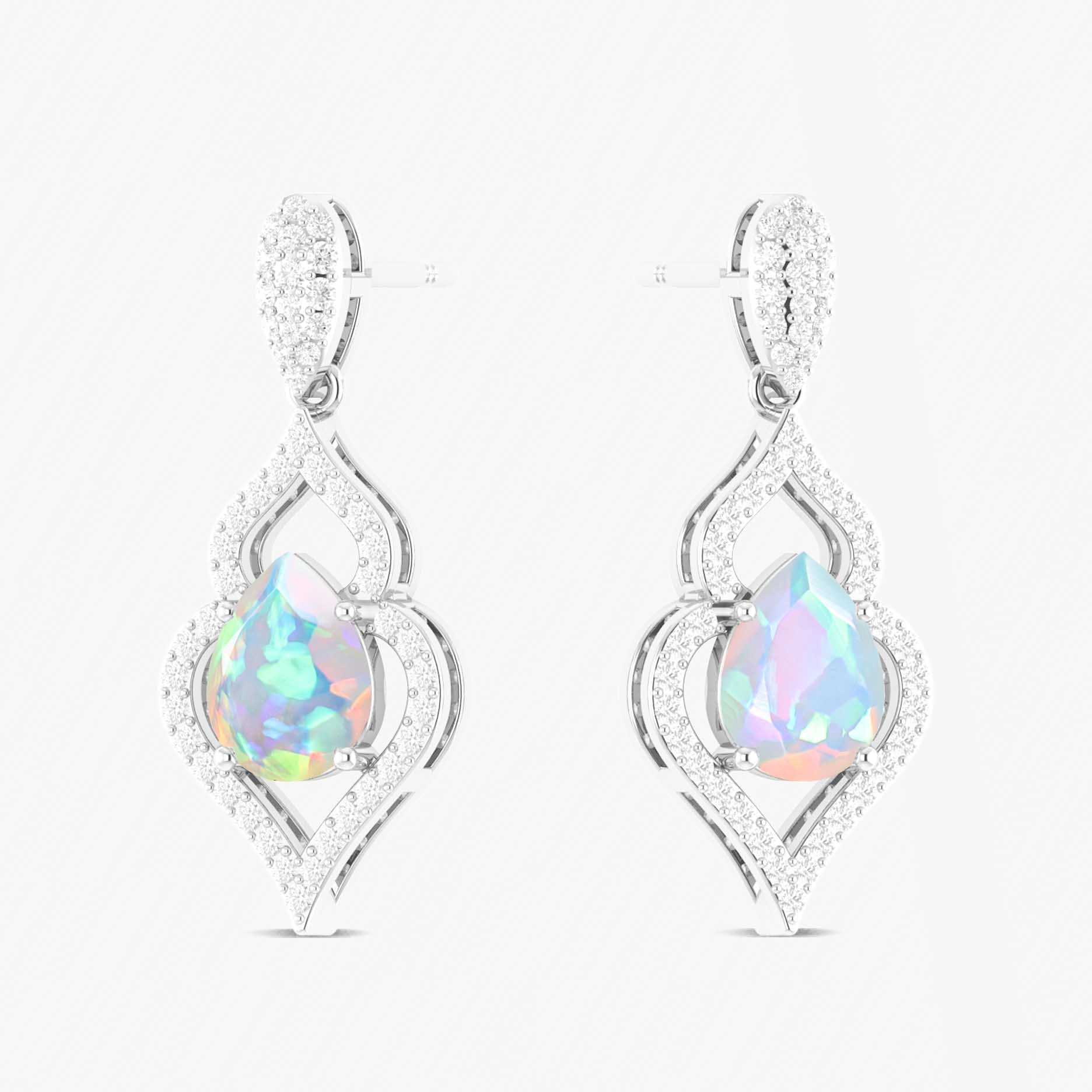 Natural Opal Stud and Drop Earrings for Women - Elegant Dangle Earrings for Party, Wedding & Everyday Wear | Hypoallergenic Sterling Silver Jewelry Gift