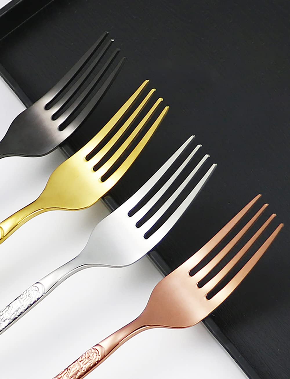 60-Piece Rose Gold Silverware Set for 12 - Hammered Modern Stainless Steel Flatware Set with Forks, Spoons & Knives - Elegant Tableware Cutlery for Home, Restaurant & Wedding - Dishwasher Safe Dinnerware Set for Everyday Use & Special Occasions