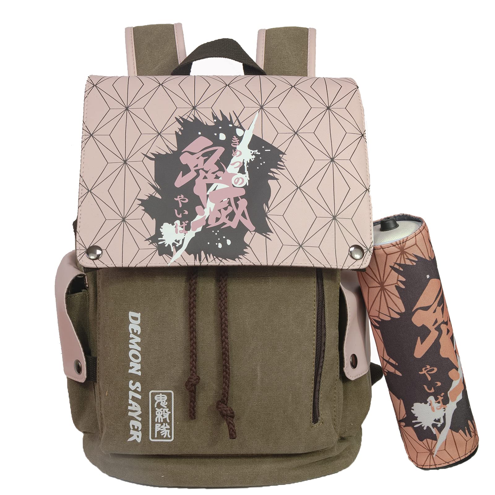 Japanese Anime Canvas Backpack - Extra Large Storage School Bag with Comfortable Straps, Fits 14 Inch Laptop for College Students, Kids & Teens | Perfect for School, Travel, Work & Everyday Use (Pink)