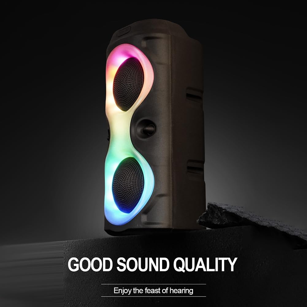Portable Wireless Bluetooth Speaker with Powerful Bass & Subwoofer - Waterproof Outdoor Speaker for Home, Travel, Parties & Karaoke | High Volume Desktop Speaker for Music & Entertainment