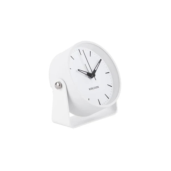 Premium Metal White Alarm Clock with Gentle Wake-Up - Perfect for Bedrooms, Offices, and Travel