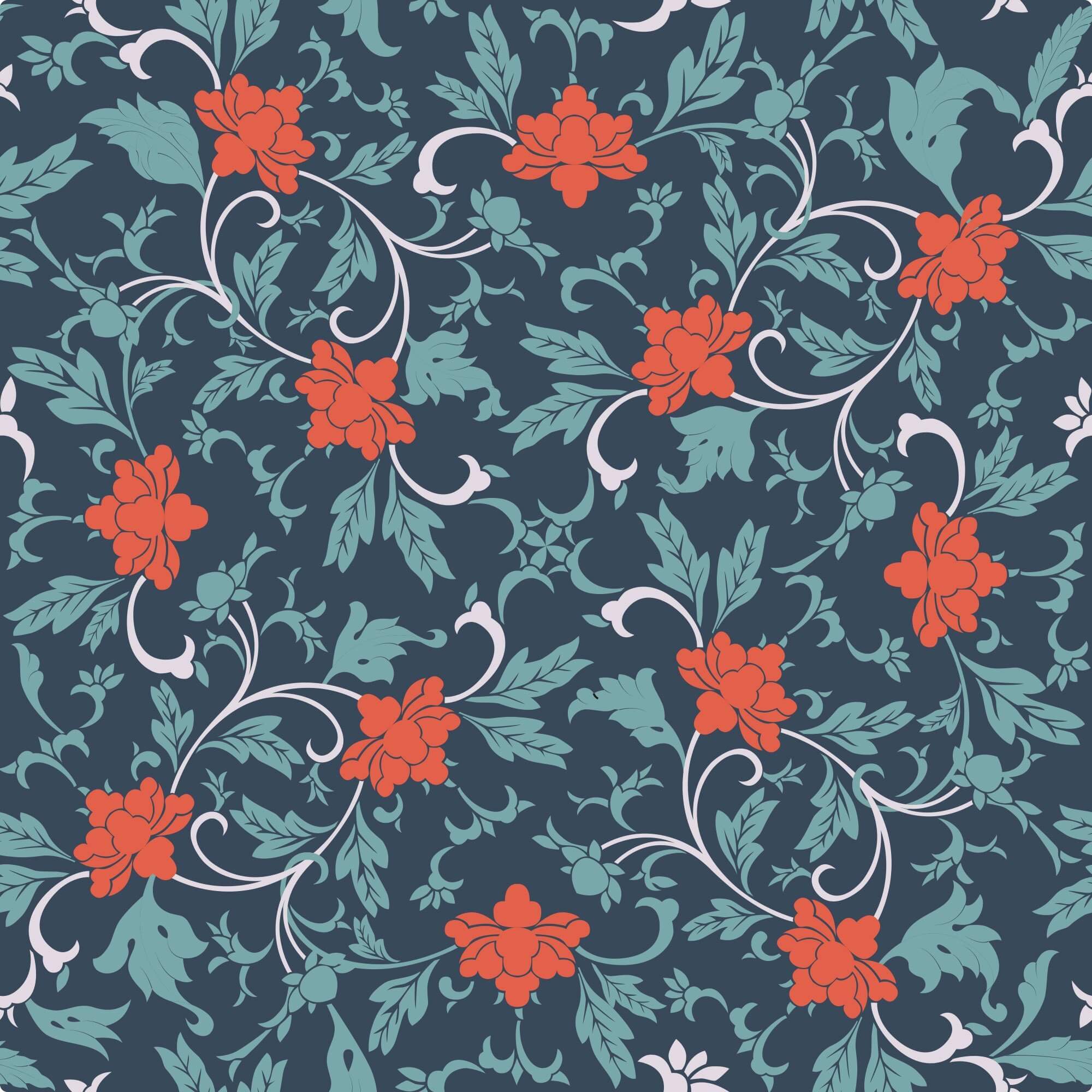Dark Blue Baroque Floral Peel and Stick Removable Wallpaper - Self-Adhesive Decorative Wall Covering for Bedroom, Living Room, Office & Home Decor