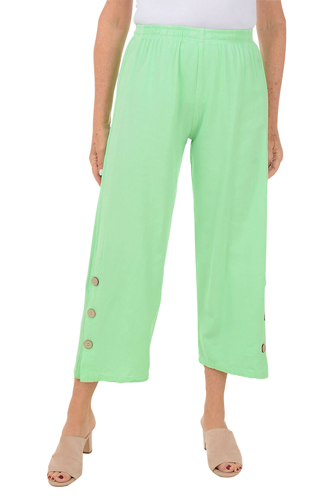 Crinkle Malibu Capri Pants for Women - Comfortable Stretchy Yoga Pants with Elastic Waistband - Perfect for Yoga, Lounge, Travel and Casual Wear