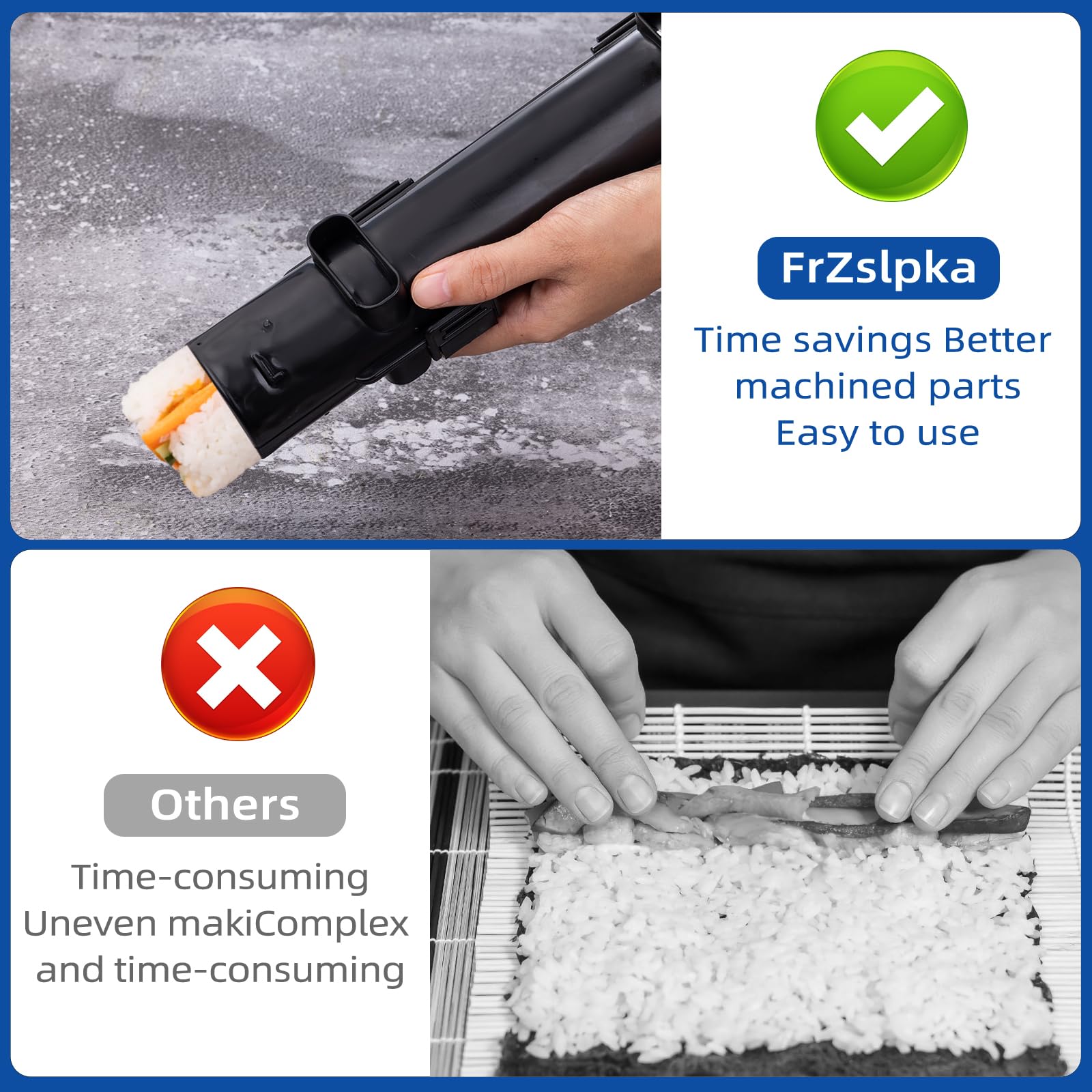 **Premium Sushi Maker Kit - BPA-Free Food Grade Plastic Sushi Roller Bazooka for Beginners & Kids - Easy Homemade Sushi Making at Home (Black) - Perfect for Family Cooking, Parties & Healthy Meal Prep**