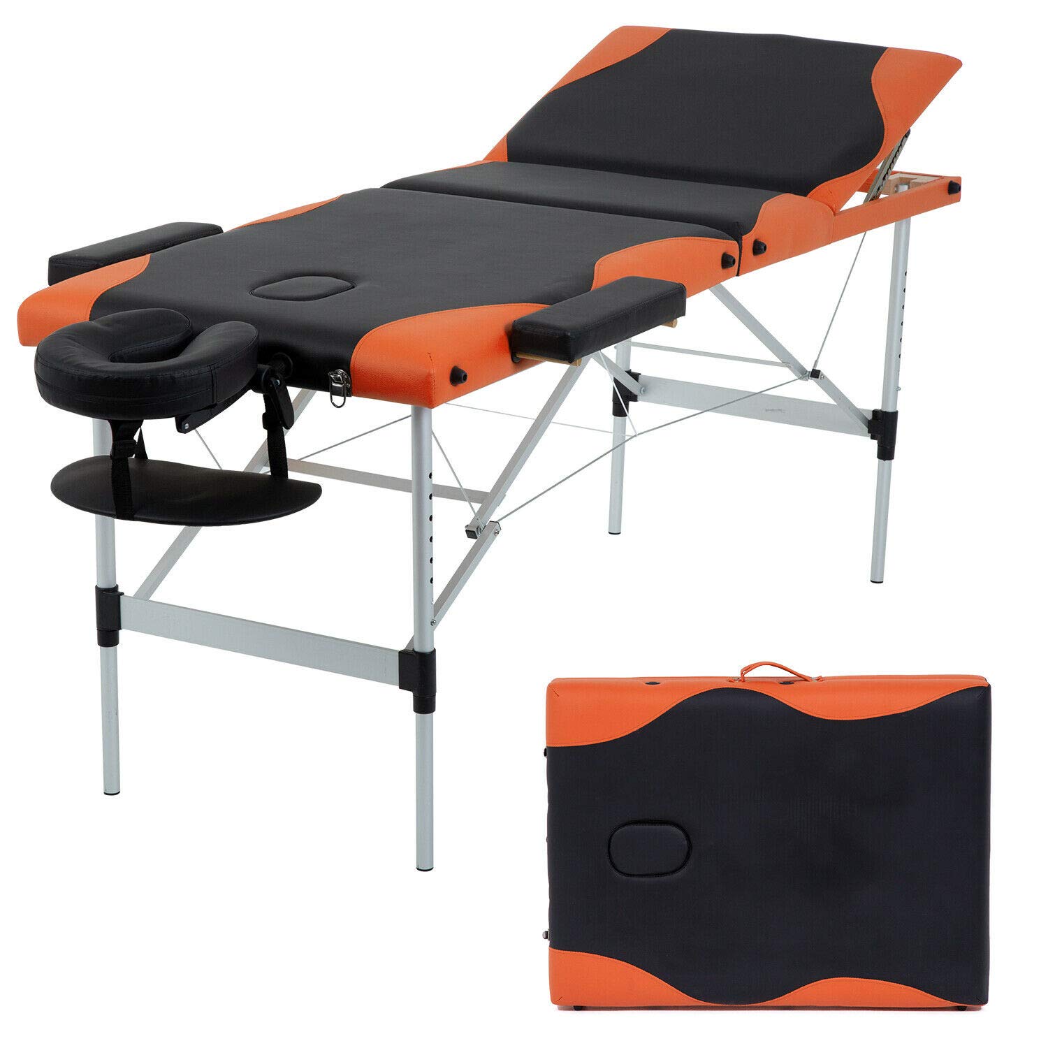 Adjustable 3-Fold Portable Massage Table with Face Cradle - 84