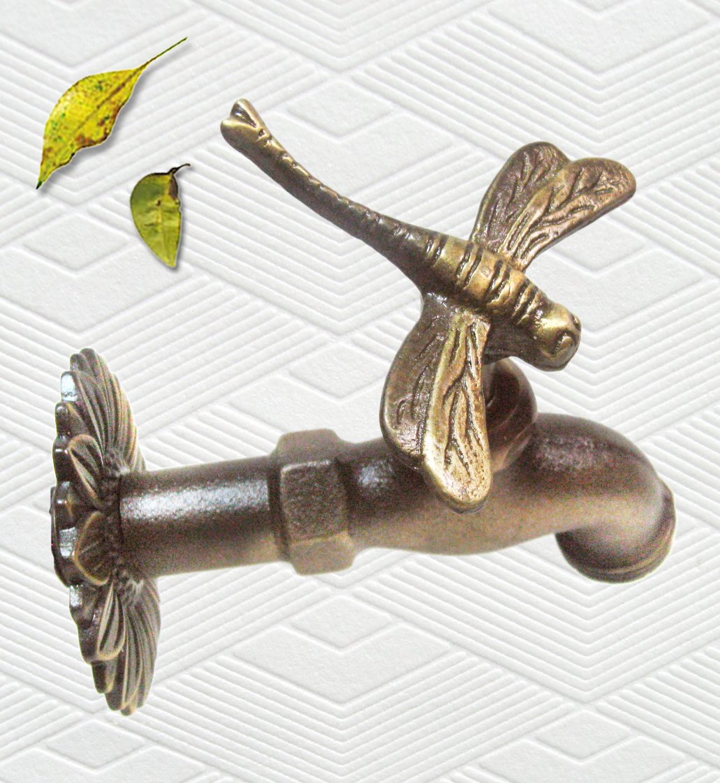 Solid Brass Dragonfly Faucet - Vintage Bathroom Sink Faucet with Unique Dragonfly Design - Perfect for Farmhouse, Cottage & Victorian Style Bathrooms