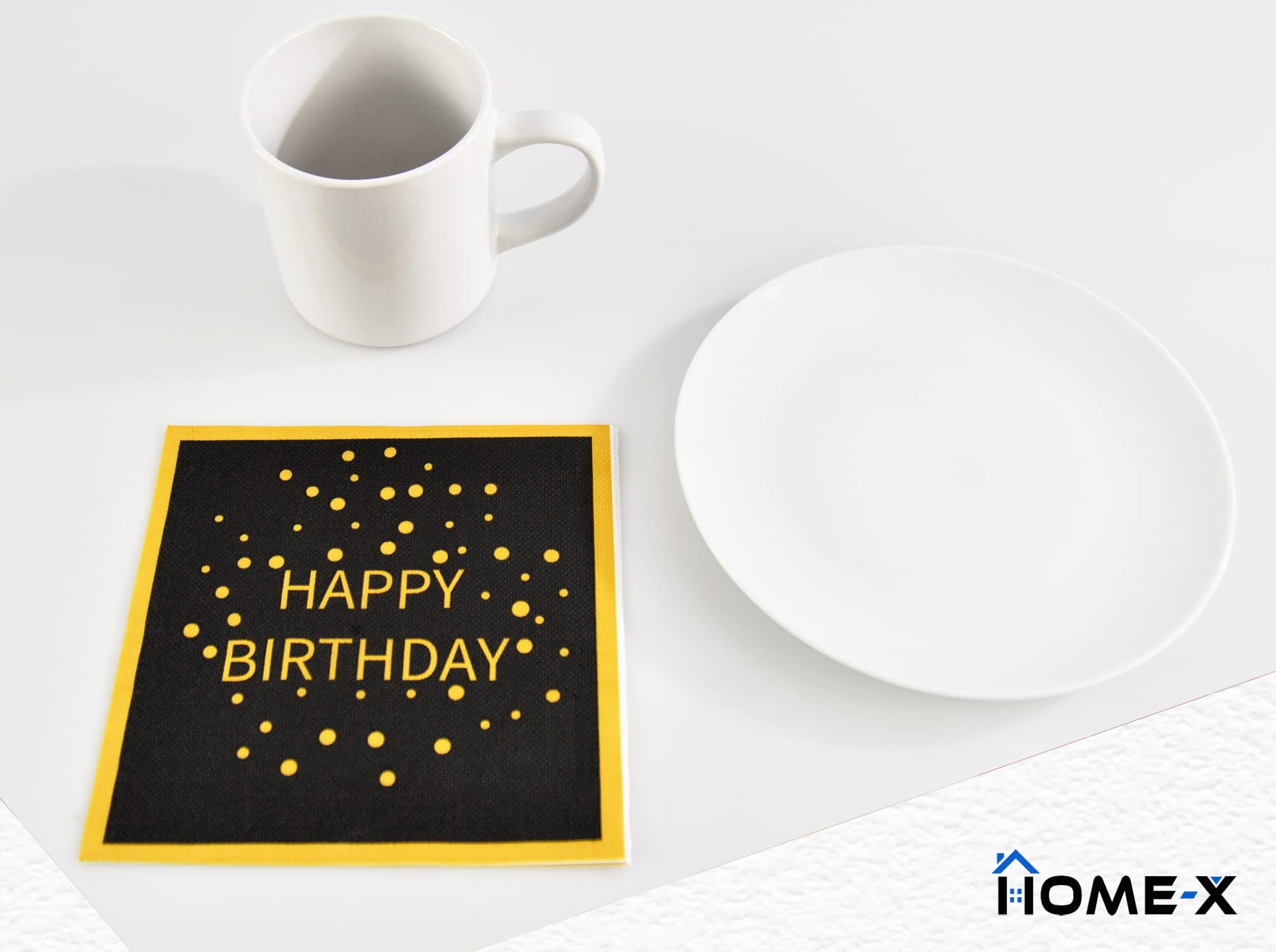 Happy Birthday Black and Gold Paper Napkins - 48 Count, 6.5