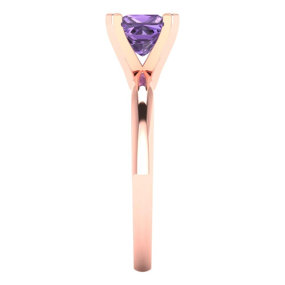 1.0 ct Princess Cut Simulated Alexandrite Solitaire Engagement Ring in 14k Rose Gold | Clara Pucci Bridal Wedding Anniversary Jewelry for Women | Perfect for Proposals, Weddings & Special Occasions