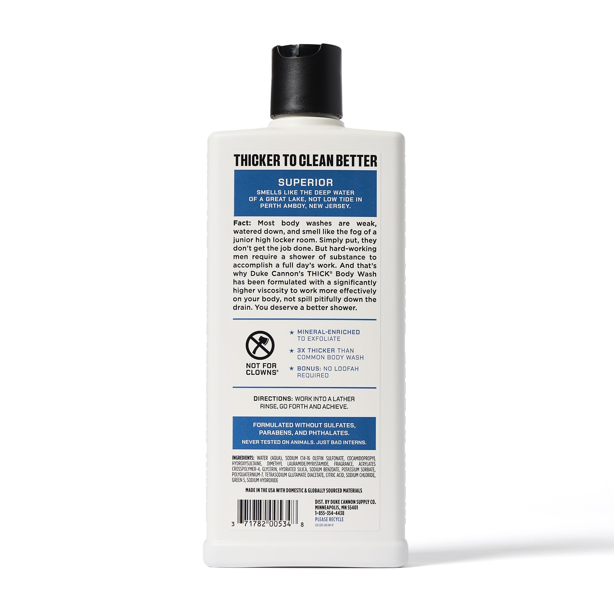Duke Cannon Supply Co. THICK High-Viscosity Men's Body Wash - Scent Seeker Variety 4 Pack (17.5 Fl Oz Each) | Premium Plant-Based Thickeners, Superior Lather & Natural Exfoliation | Perfect for Gym, Travel & Daily Shower Routine