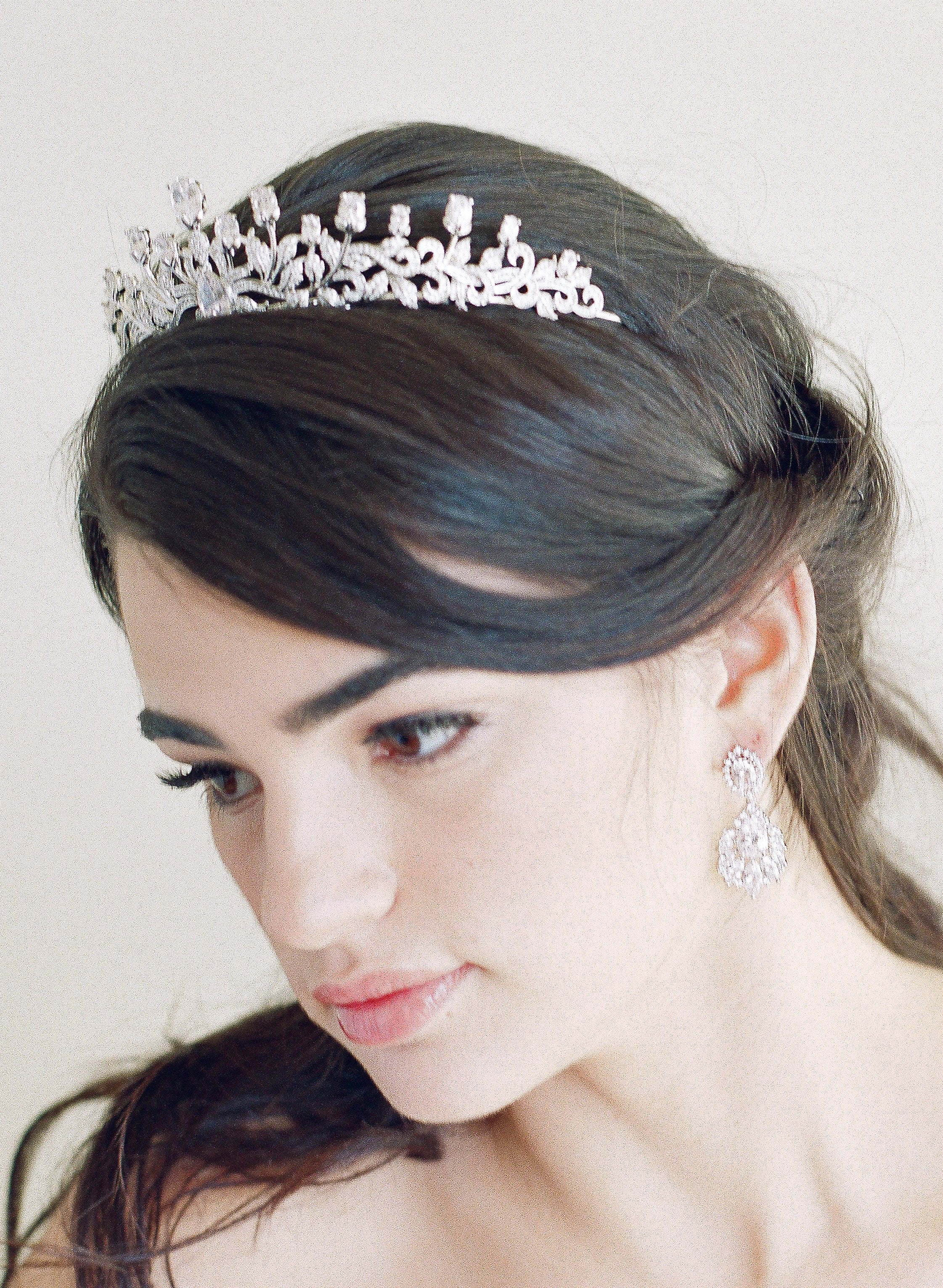 URSULA Bridal Tiara & Wedding Earrings Set - Sparkling Crystal Rhinestone Hair Crown & Drop Earrings for Bride, Bridesmaids, Prom, Pageant & Special Occasions