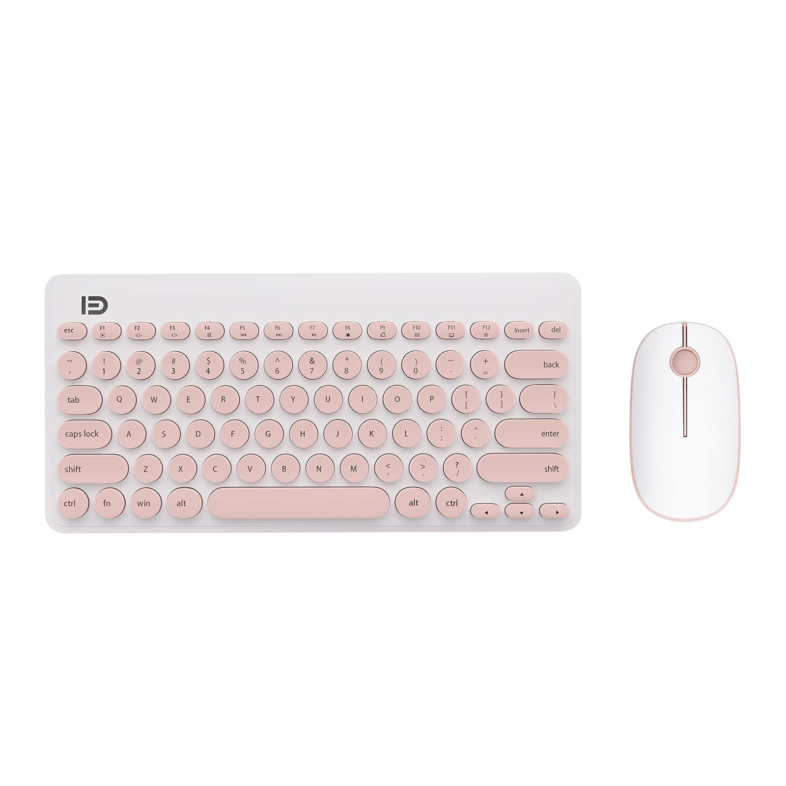 FD ik6620 Wireless Keyboard and Mouse Combo - 2.4G Slim Silent Keyboard with Round Keycaps & Ergonomic Mouse for PC/Laptop/Tablet - Perfect for Office, Home & Gaming Use