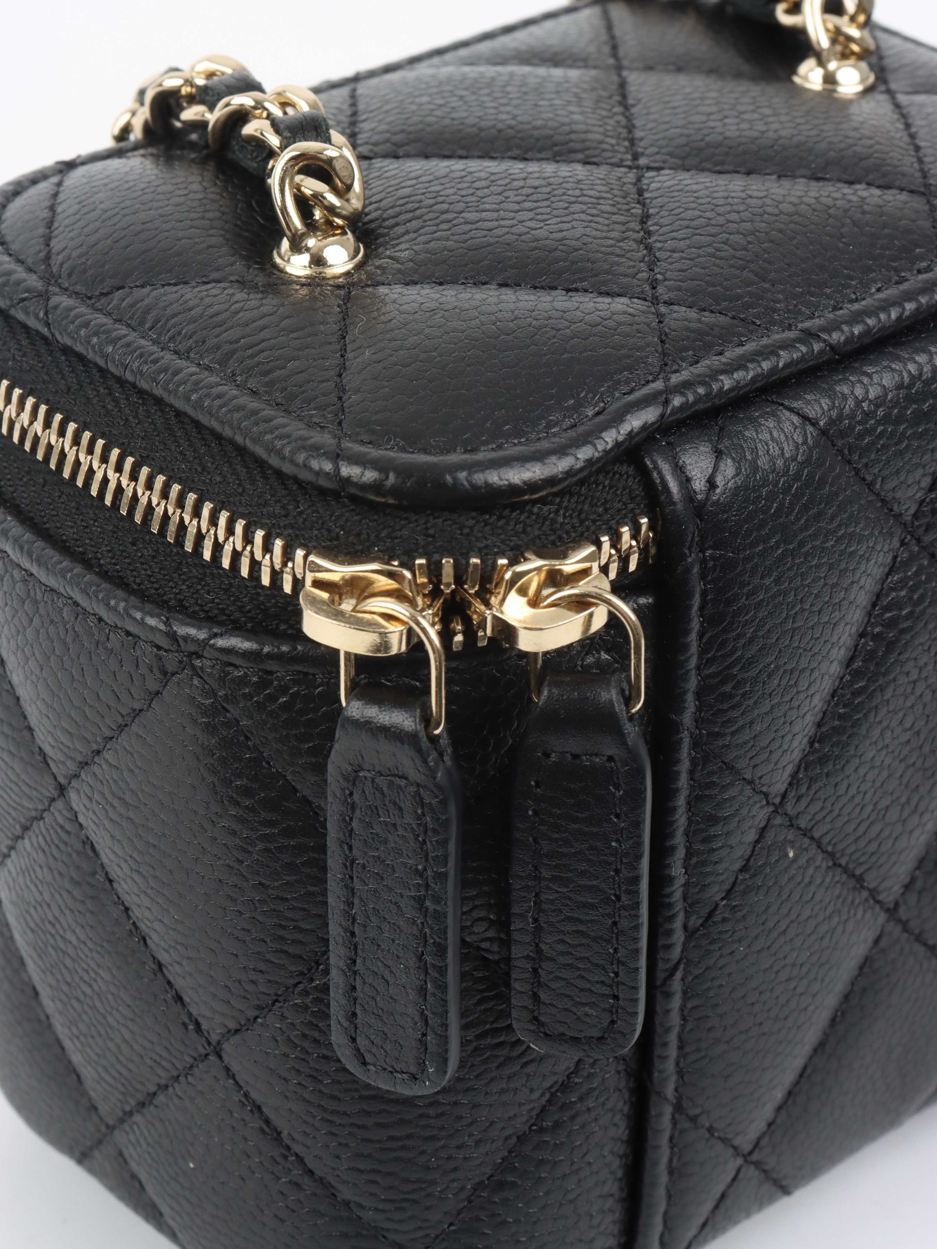 Chanel Black Caviar Leather Mini Vanity Bag - Luxury Crossbody Purse for Women, Perfect for Parties & Evening Events