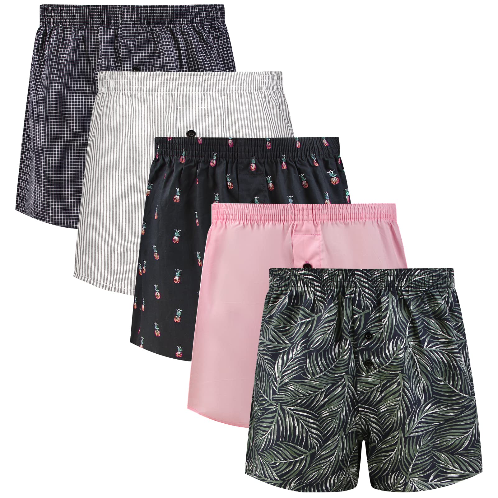 5Mayi Men's Cotton Boxer Briefs - Soft Breathable Underwear for Men (Pack of 3/5/7) - Sizes S/M/L/XL/XXL - Perfect for Daily Wear, Workout & Sleep