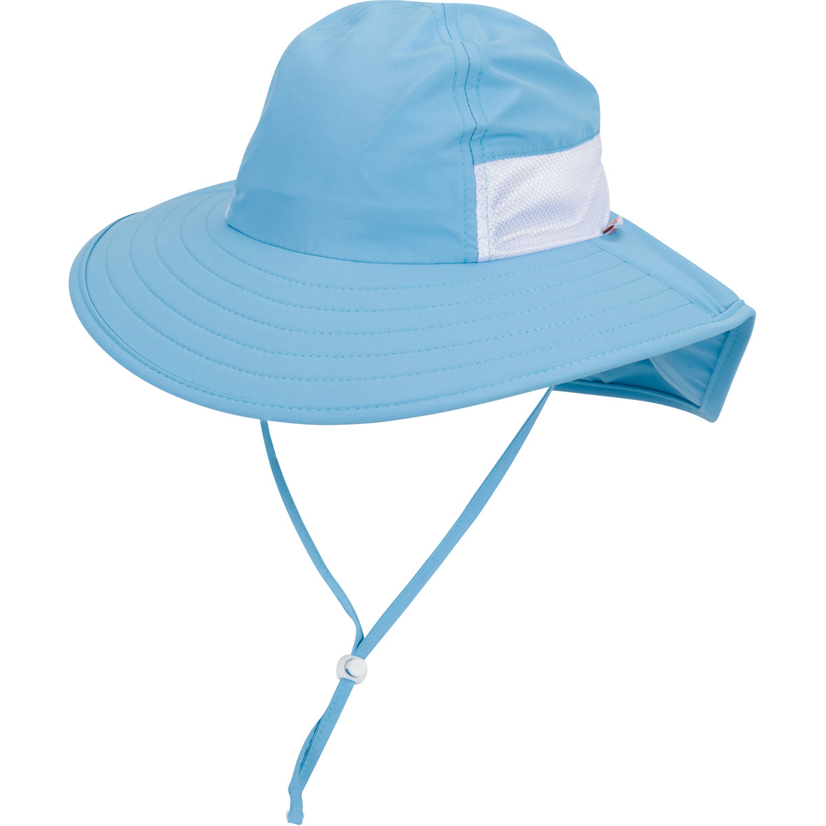 Kids Wide Brim Sun Hat with Neck Flap - UPF 50+ UV Protection for Outdoor Adventures, Beach & Pool - Aqua Sky