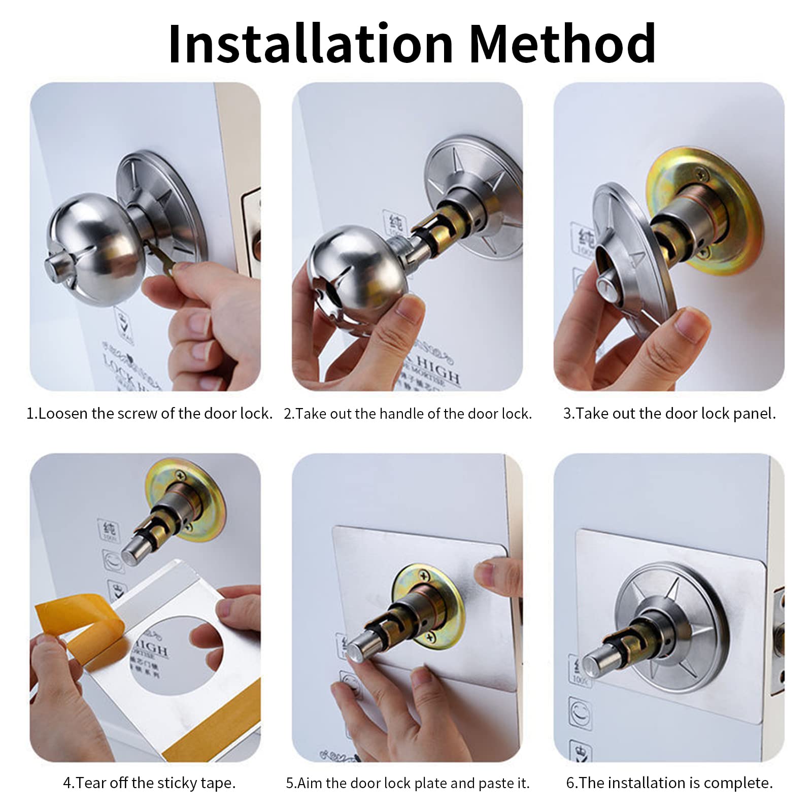 LOIYLLEN Stainless Steel Door Reinforcement Plate & Lock Repair Bracket - Secure & Fix Loose Door Knobs - Easy Installation (2 Pack) - Ideal for Home Security & Door Maintenance