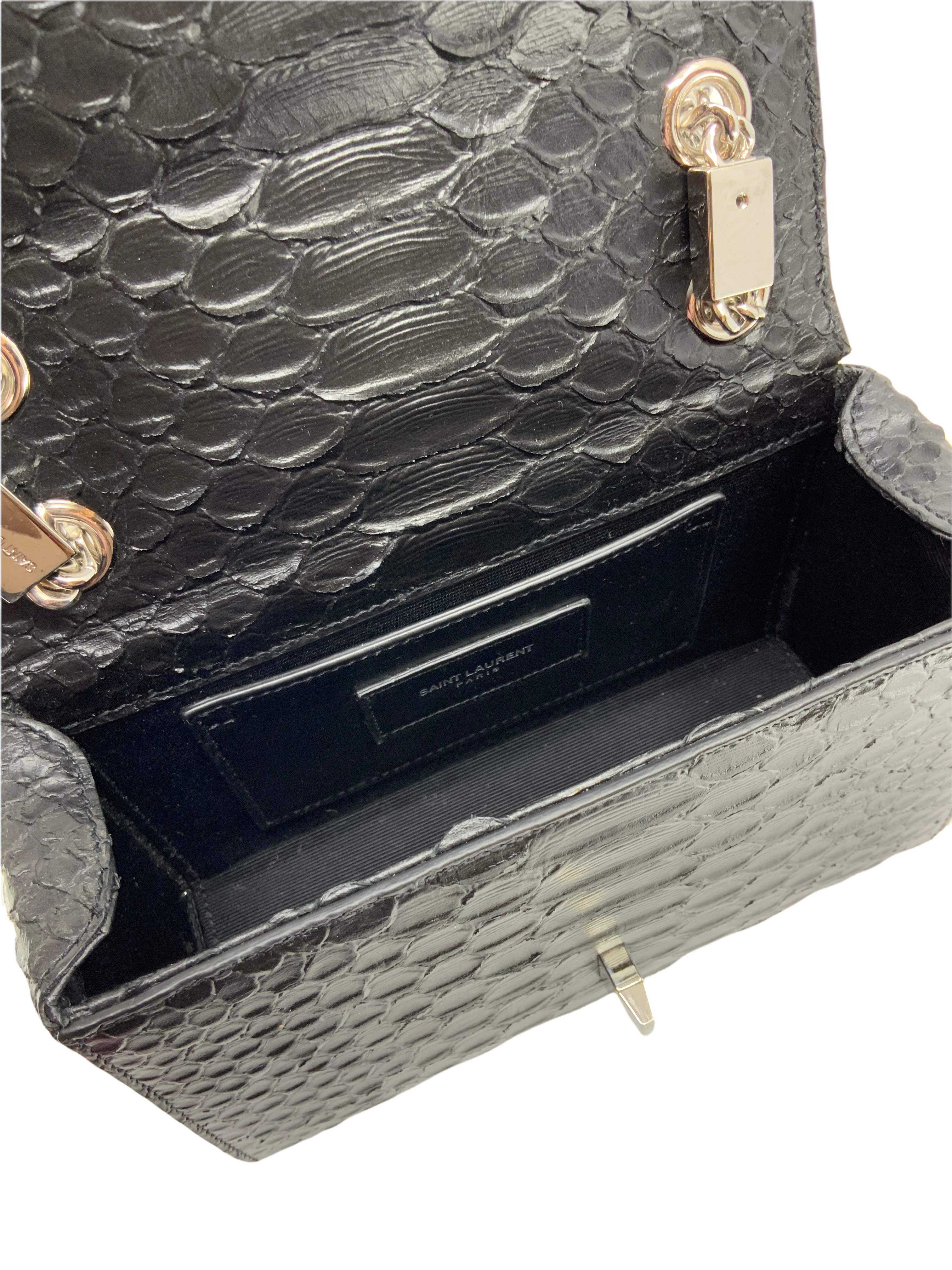 Saint Laurent Calfskin Snakeskin Embossed Mini Shoulder Bag for Women | Luxury Designer Crossbody Purse | Perfect for Evening Parties, Date Nights & Special Occasions
