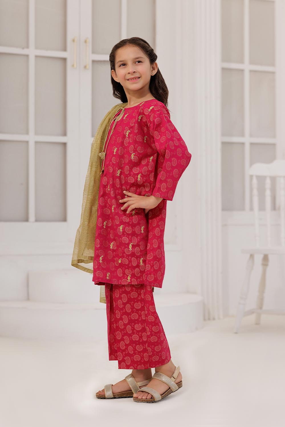 Elegant Cotton Jacquard Gold Stitched Suit for Women - Perfect for Weddings, Parties & Special Occasions