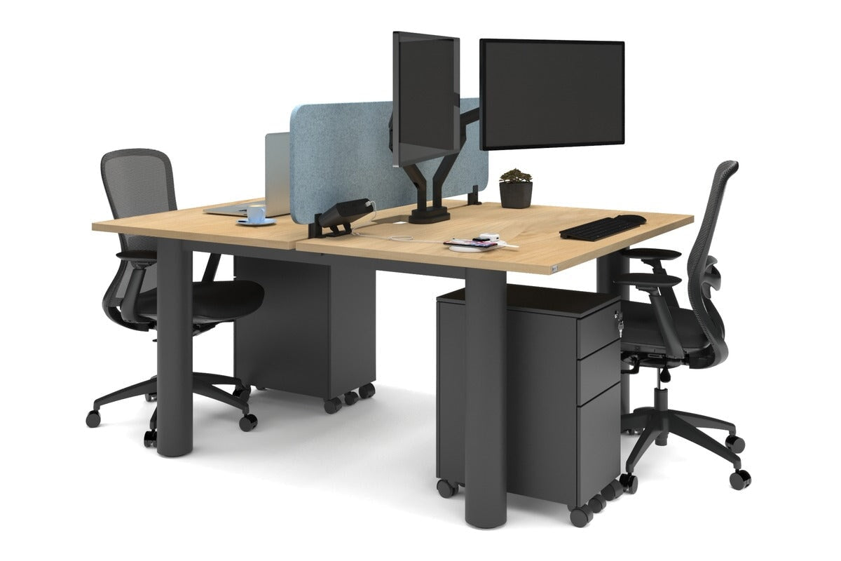 Quadro Cylinder Leg 2-Person Office Workstation Desk [1200L x 800W with Cable Management] - Perfect for Collaborative Workspaces & Modern Home Offices