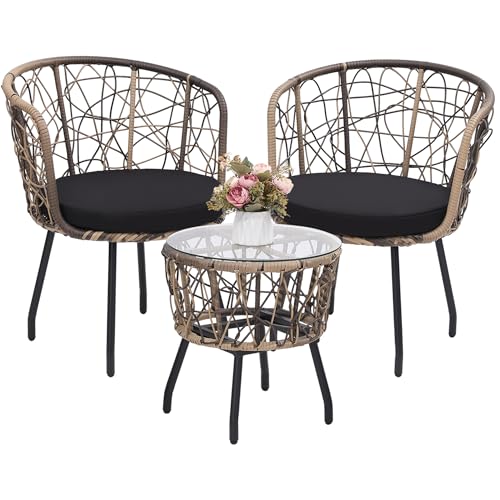 Natural Rattan Black Cushion