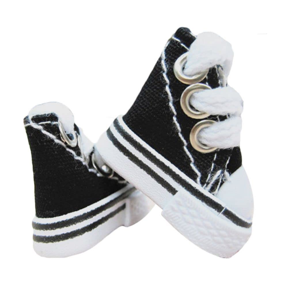 BJD Doll Fashion Sneakers - 3.5CM Casual Canvas Shoes & Boots for Dolls Accessories (Black) | Perfect for Doll Photography, Cosplay & Collectible Display