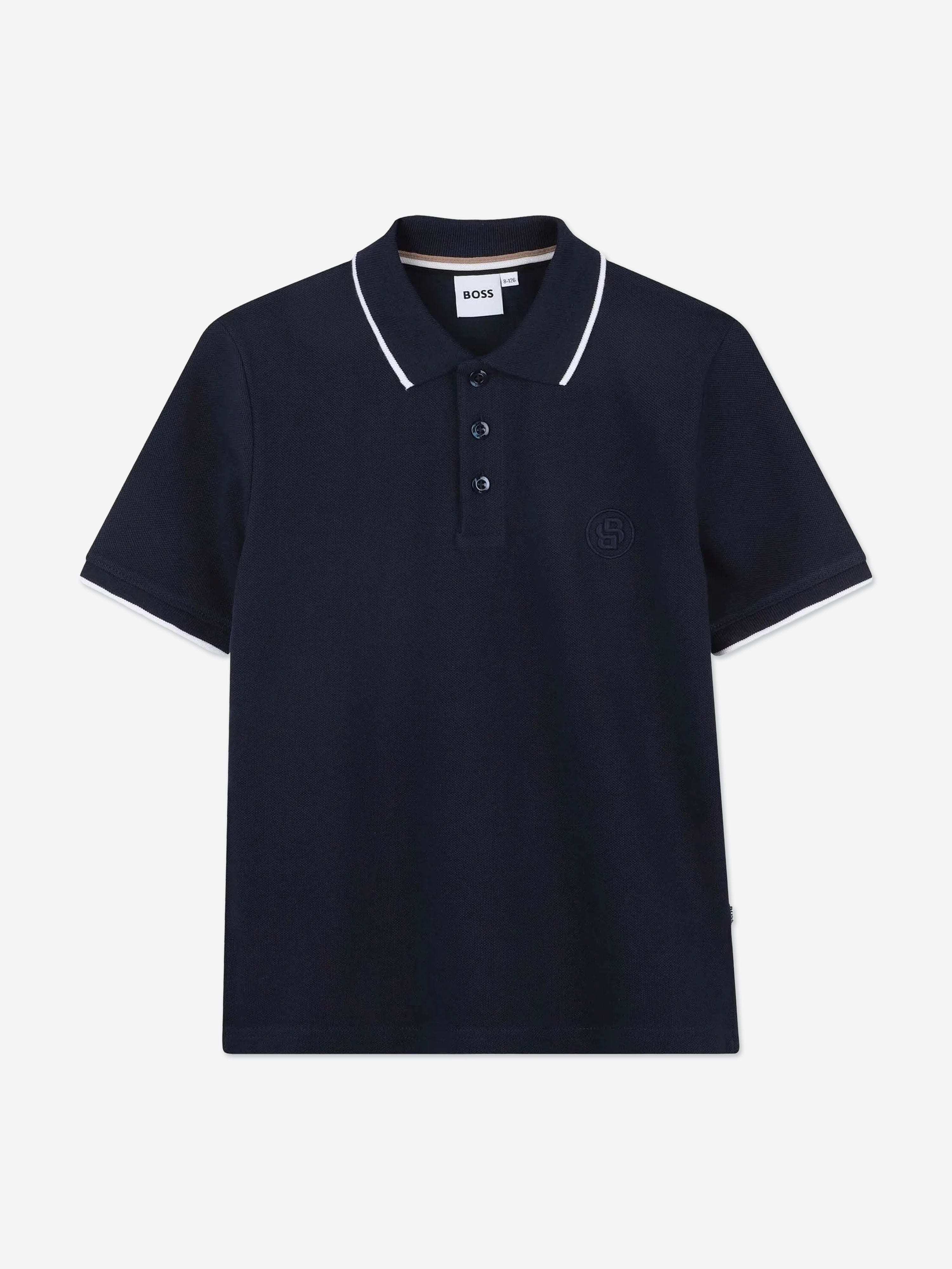 BOSS Boys Double B Polo Shirt - Navy Blue Cotton Classic Fit Polo for Kids | Perfect for School, Parties & Casual Outings