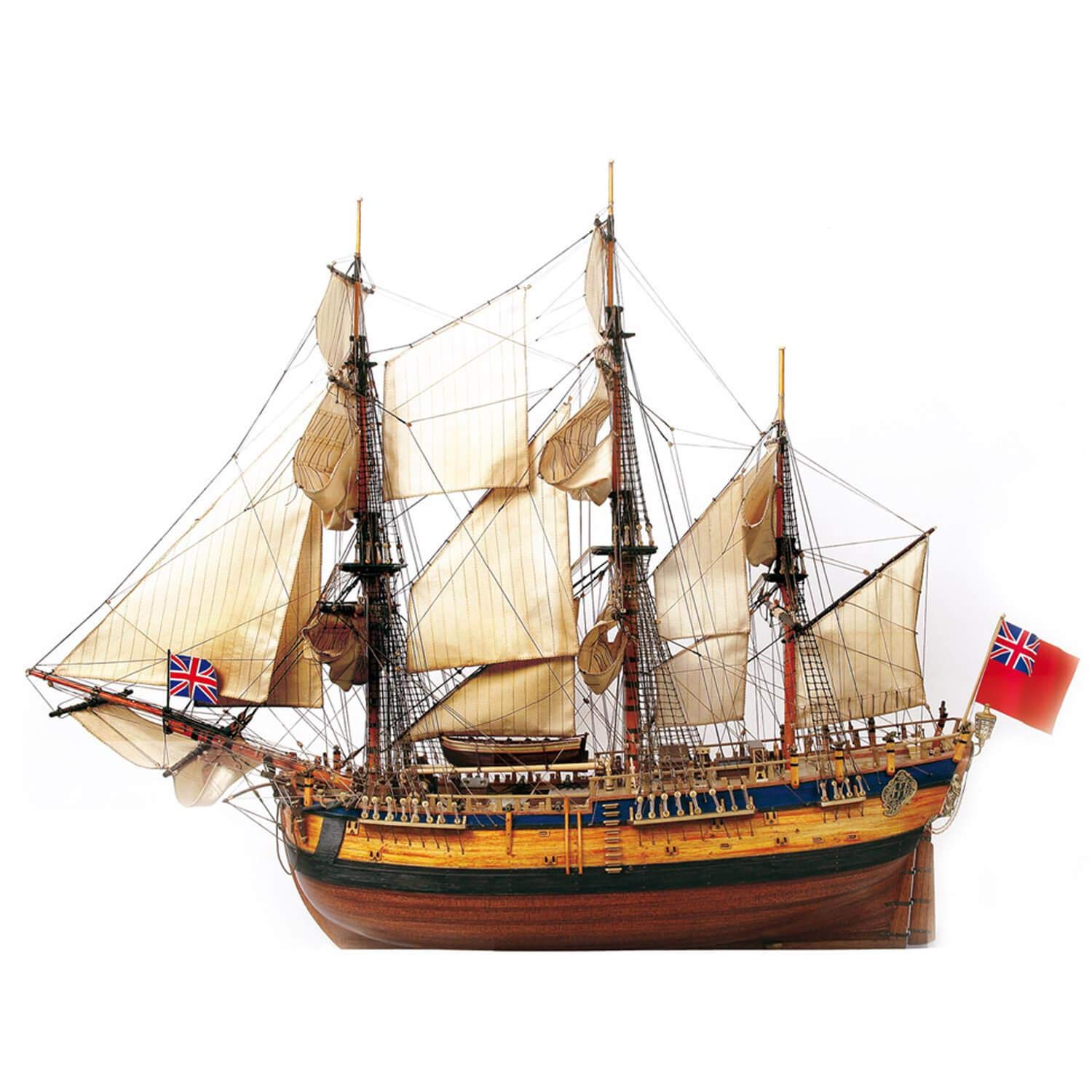 Endeavour 1/54 Scale Model Ship - Handcrafted Wooden Sailing Boat for Collectors & Decor | Perfect for Home Display, Nautical Gifts & Historical Enthusiasts