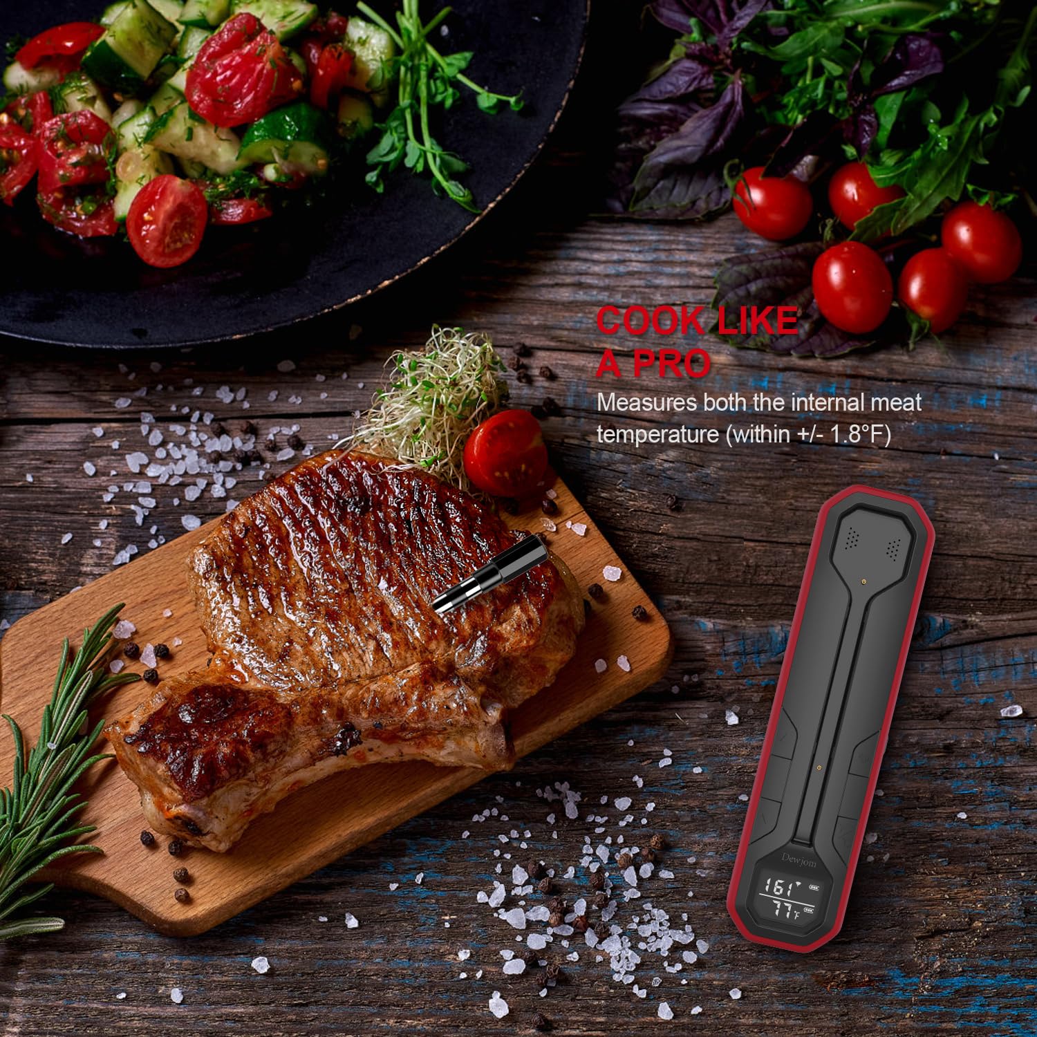Wireless Meat Thermometer for Grilling & BBQ - Digital Cooking Thermometer with 500ft Remote Range & Smartphone App (iOS/Android) - Perfect for Steak, Turkey, Oven Baking & Outdoor Cooking