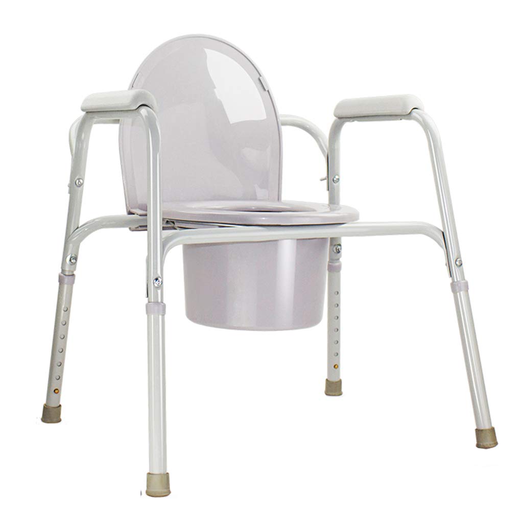 Heavy Duty Adjustable Steel Folding Commode Toilet Chair with Bucket & Splash Guard - Medical Safety Frame for Elderly & Disabled - Ideal for Home Care, Post-Surgery Recovery & Bathroom Safety