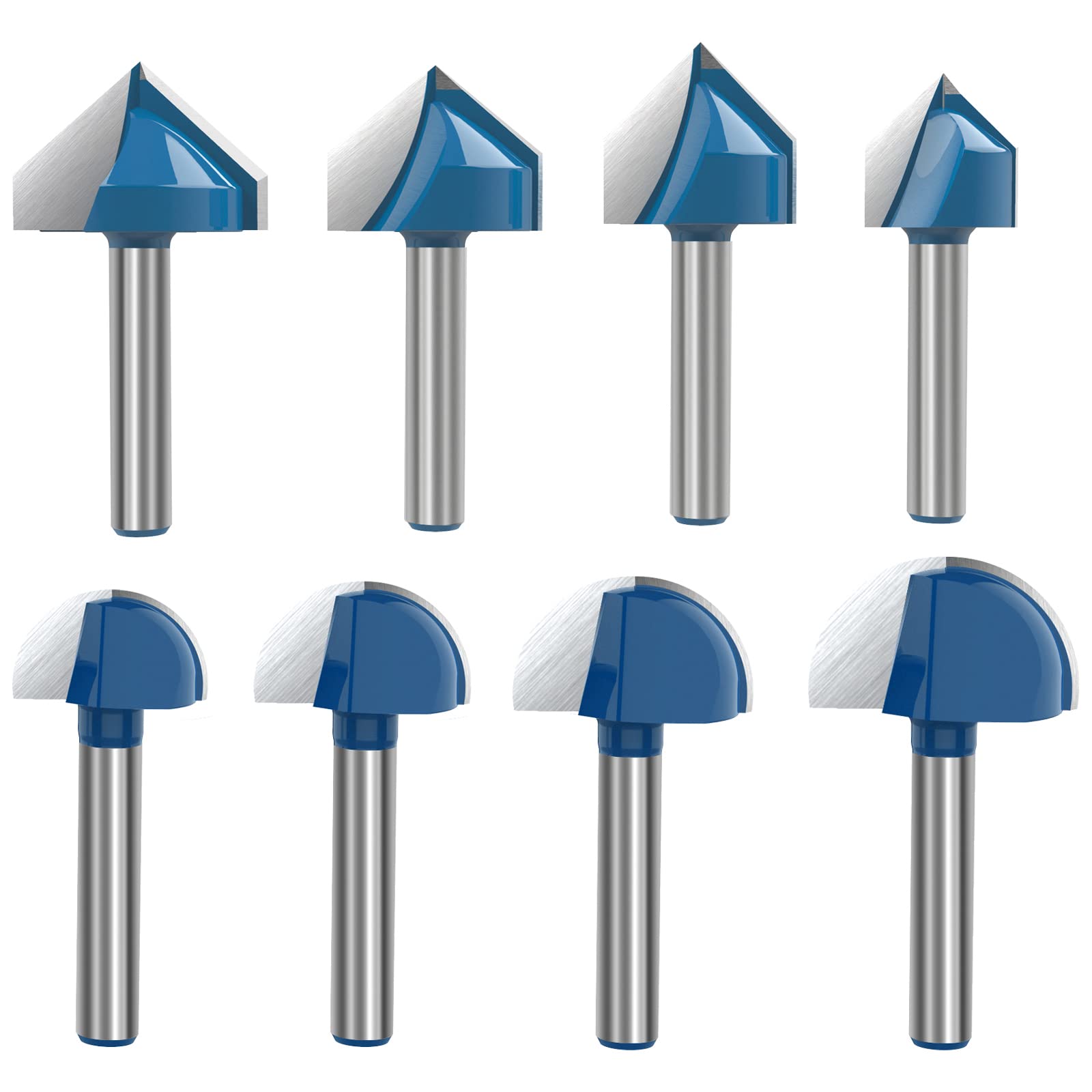 1/4 Inch Shank Core Box Router Bit & V Groove Router Bit Set (5/8