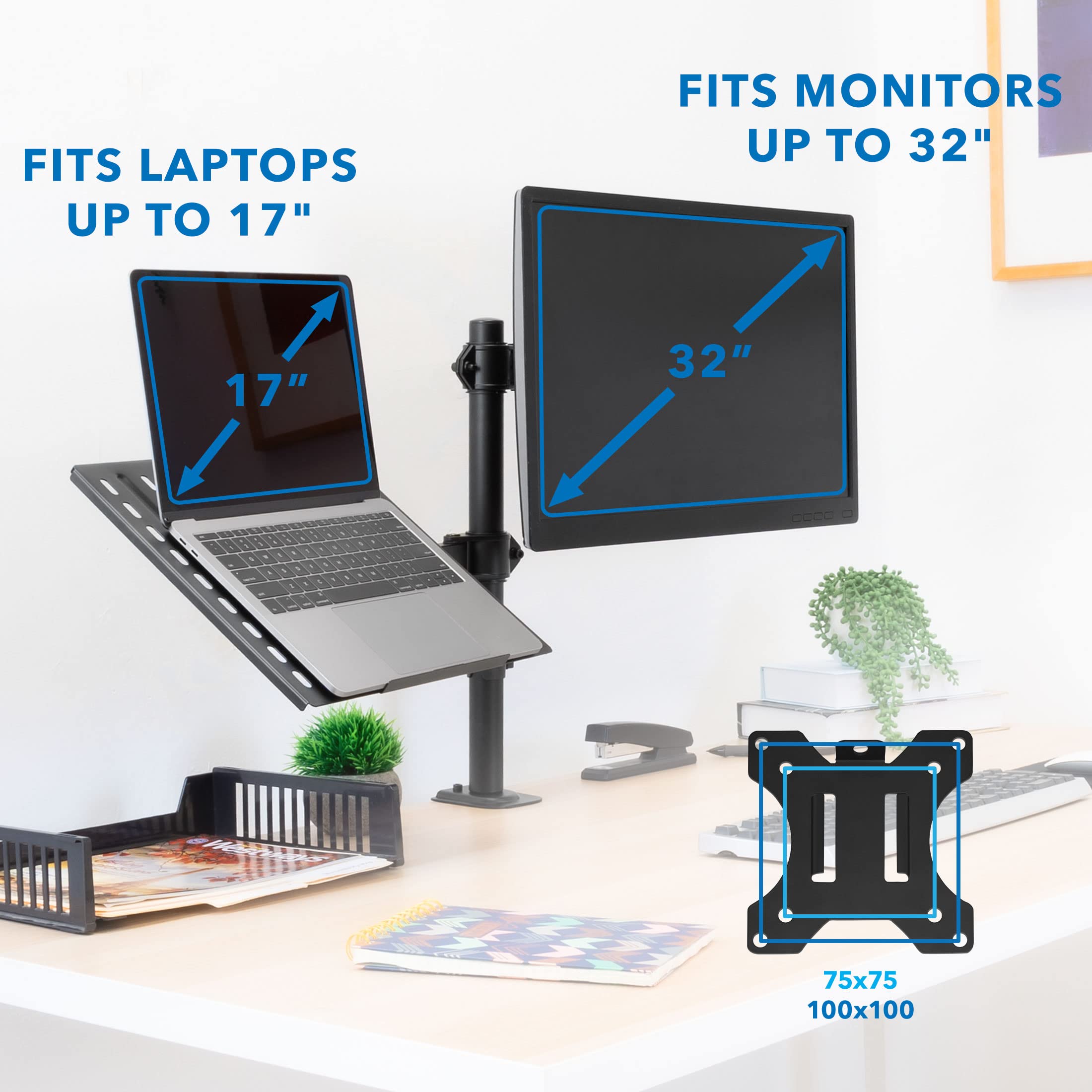 Mount-It! Adjustable Laptop & Monitor Stand - VESA Compatible for 13-32