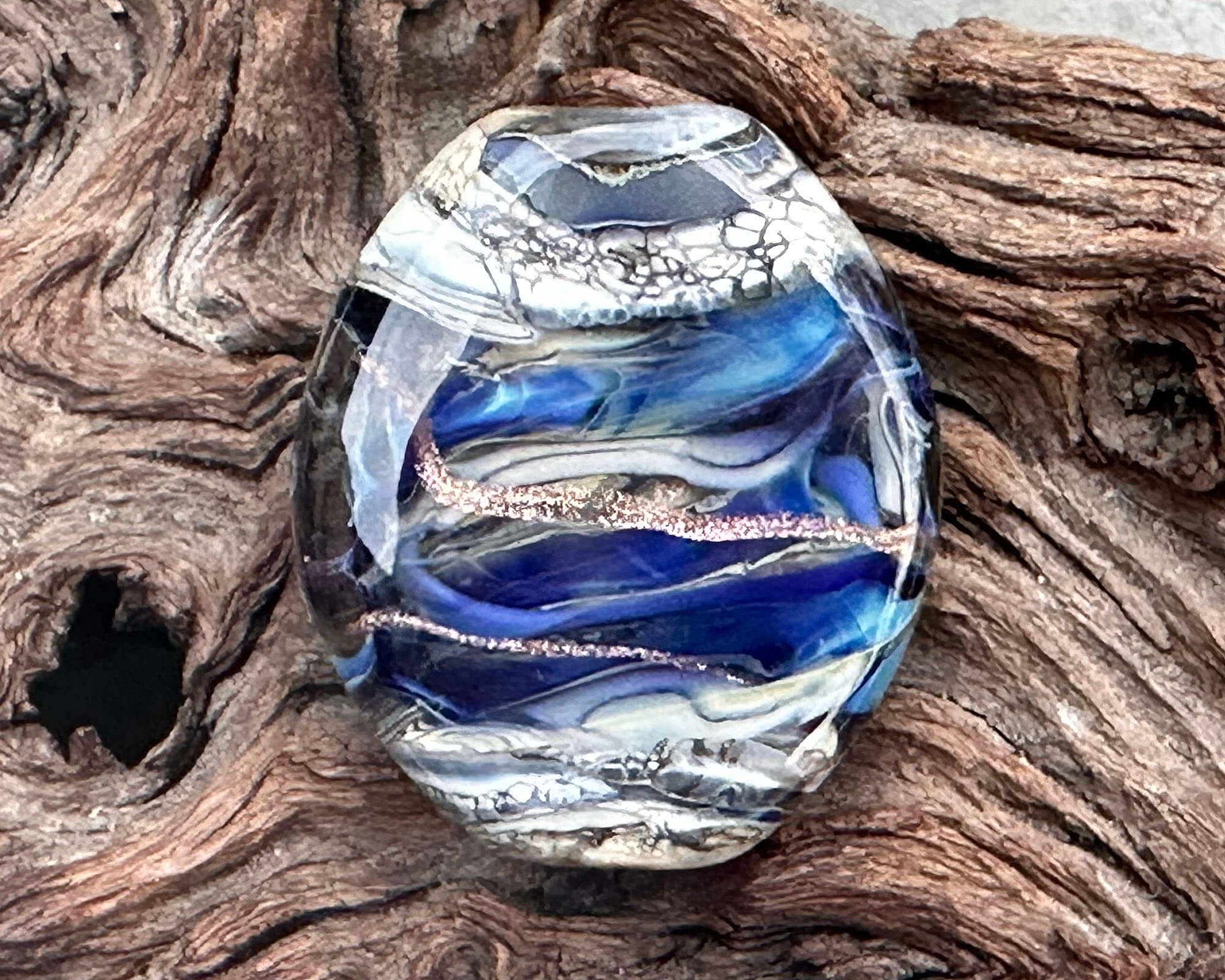 Blue Pearl Organic Lampwork Focal Bead SRA - Handmade Glass Bead for Jewelry Making, DIY Crafts & Beading Projects