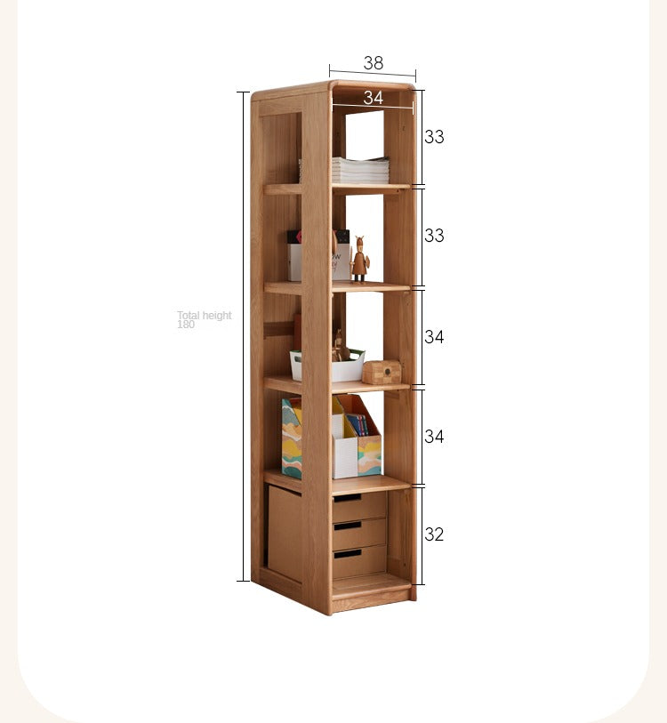 Premium Oak Solid Wood Kids Wardrobe - Multi-Functional Storage Organizer for Clothes, Toys & Books - Perfect for Bedroom, Nursery & Playroom Organization