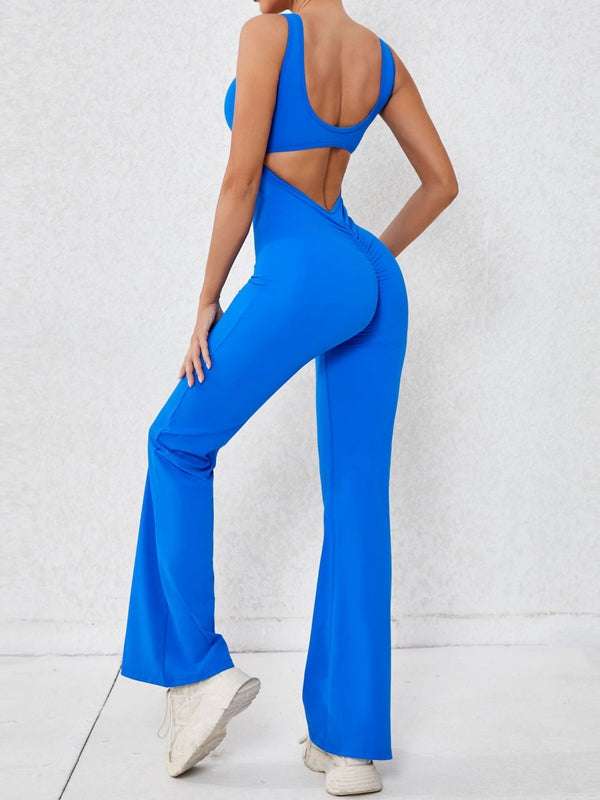 ZASUWA Women's Backless Scrunch Bum Flare Jumpsuit - Sexy Bodycon Romper for Night Out, Party & Summer Vacation