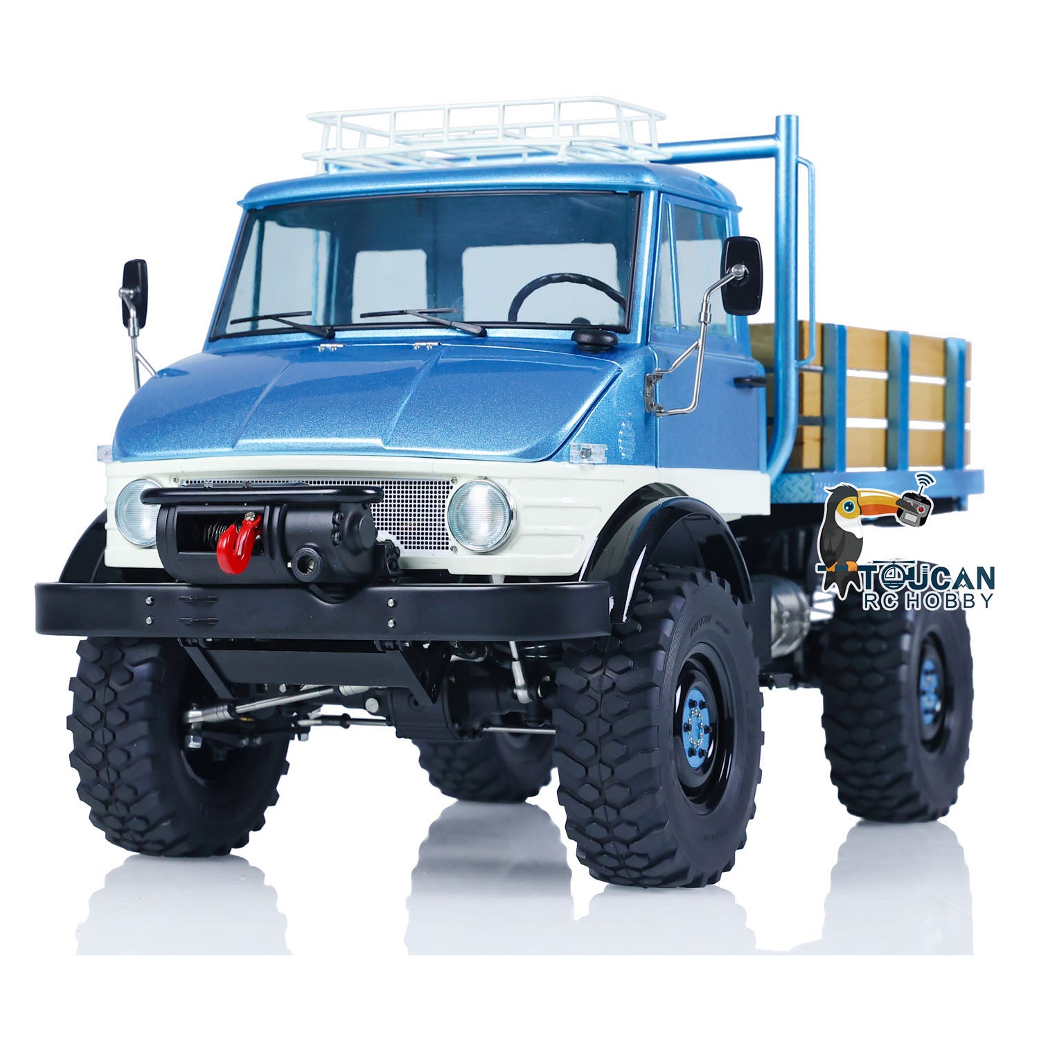 1/10 Scale 4X4 LESU Painted Assembled RC Off-Road Crawler Truck with Remote Control, Roof Rack & ESC Servo - Ideal for Rock Crawling, Trail Adventures and Off-Road Racing
