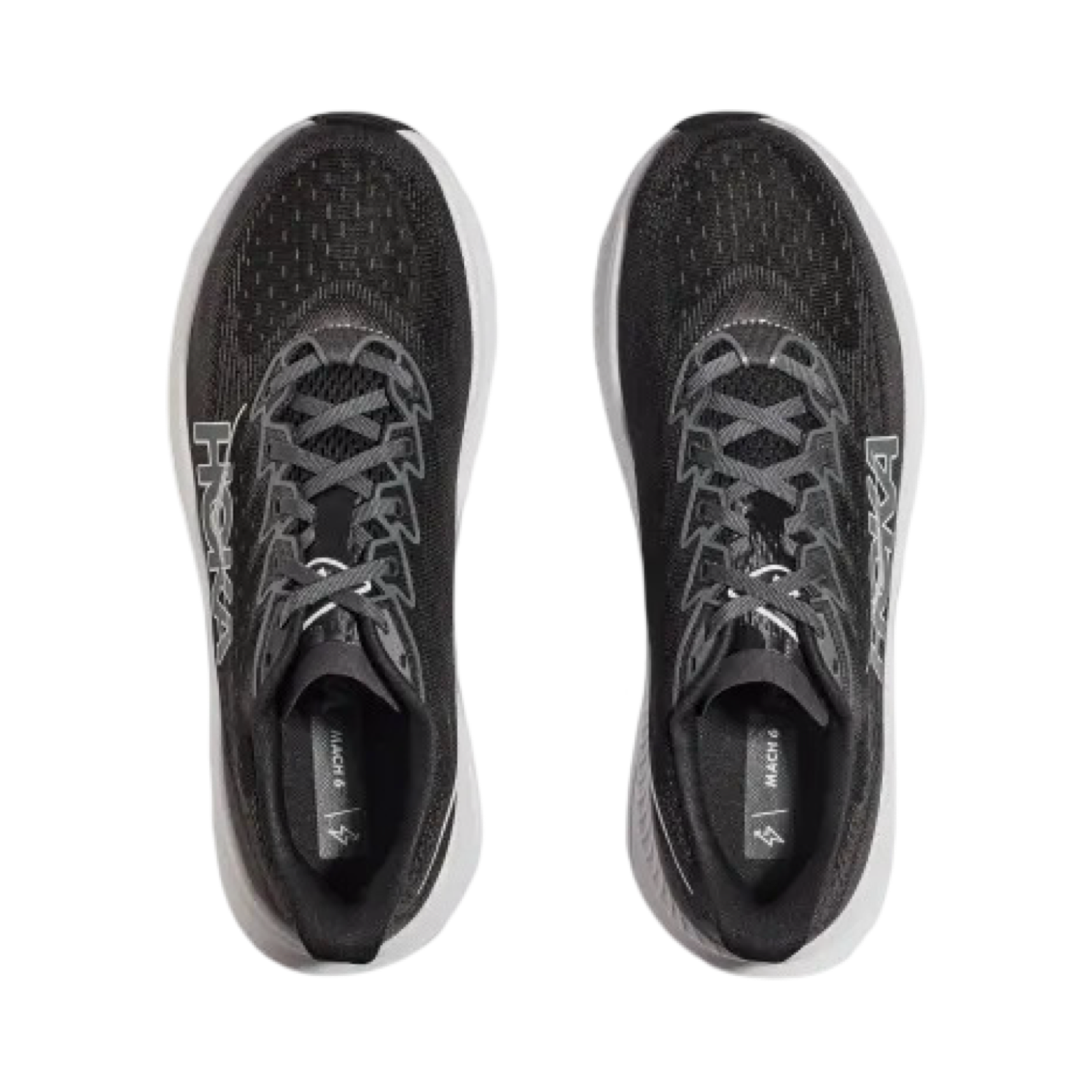 Hoka Mach 6 Running Shoes for Men - Black & White | Lightweight Performance Sneakers for Road Running & Training
