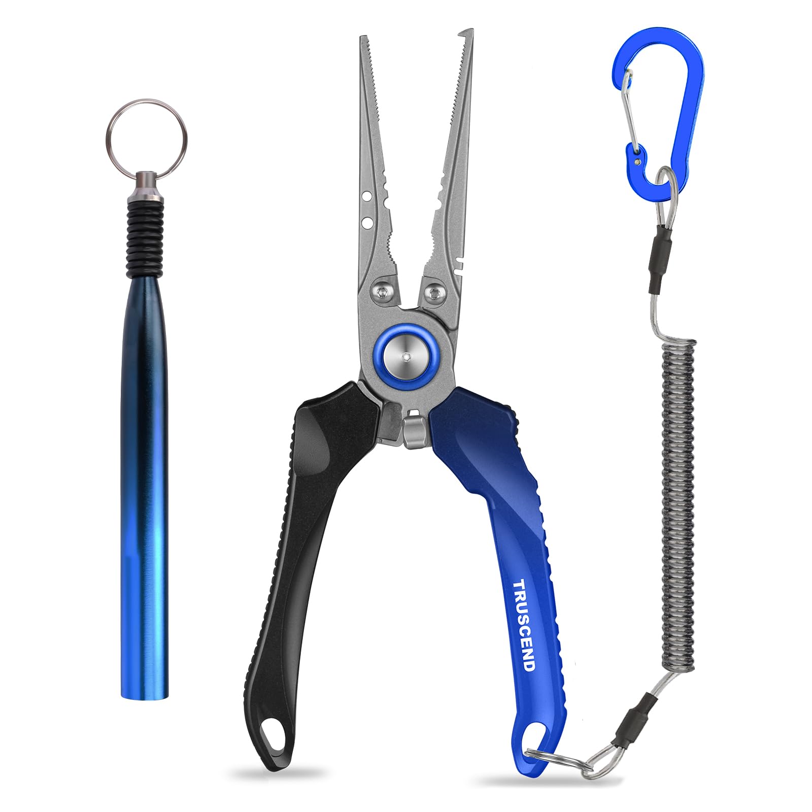 TRUSCEND Lockable Fishing Pliers with Ergonomic Handle - Saltwater Resistant Teflon Coated Multi-Tool with Mo-V Cutter - Perfect Gift for Anglers & Saltwater Fishing Enthusiasts (Great for Bass, Trout & Deep Sea Fishing)