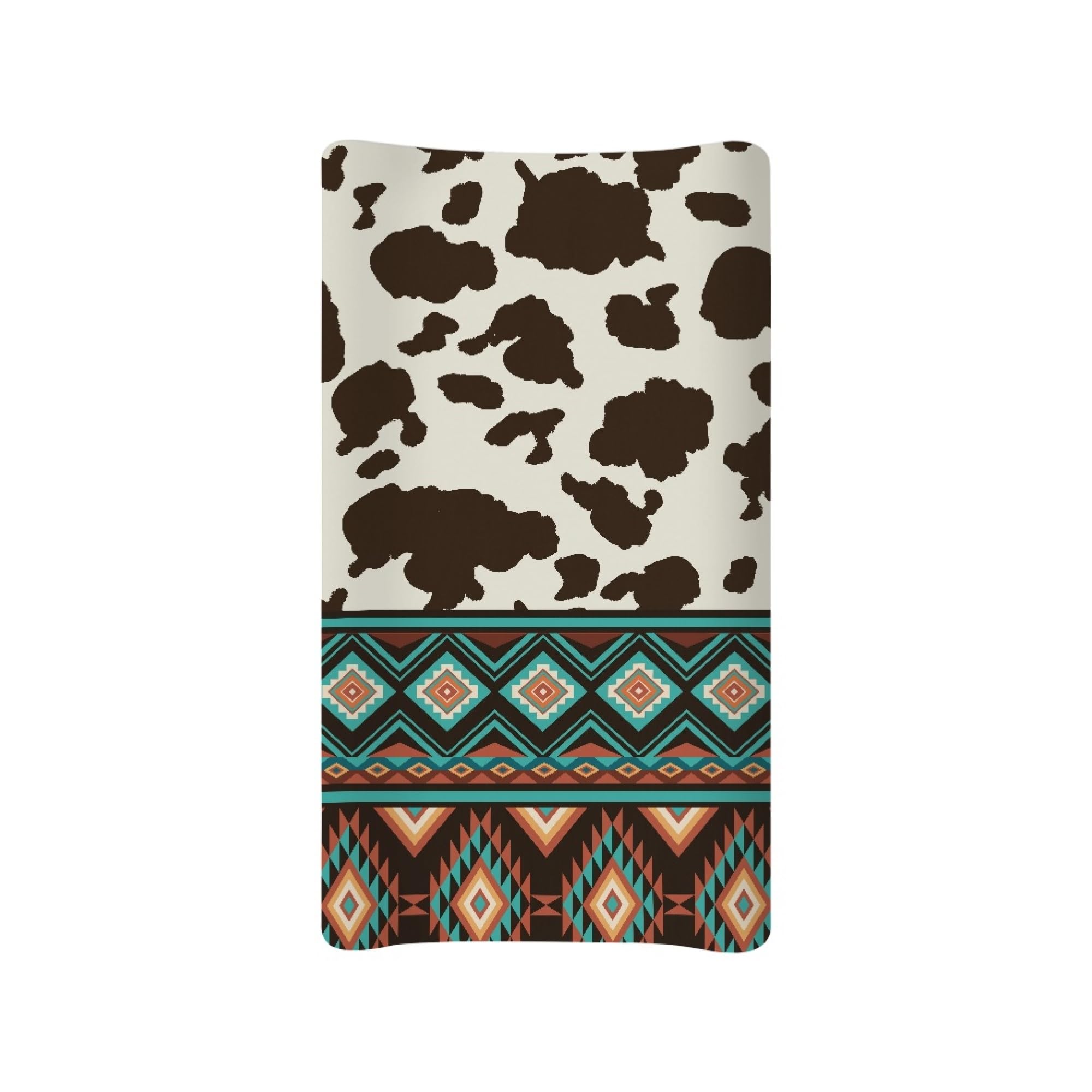 Boatee Southwest Aztec Cow Stripes Baby Changing Table Cover - Soft Waterproof Changing Pad Cover for Nursery, Diaper Station & Travel - Reversible Crib Mattress Protector & Comfort Blanket