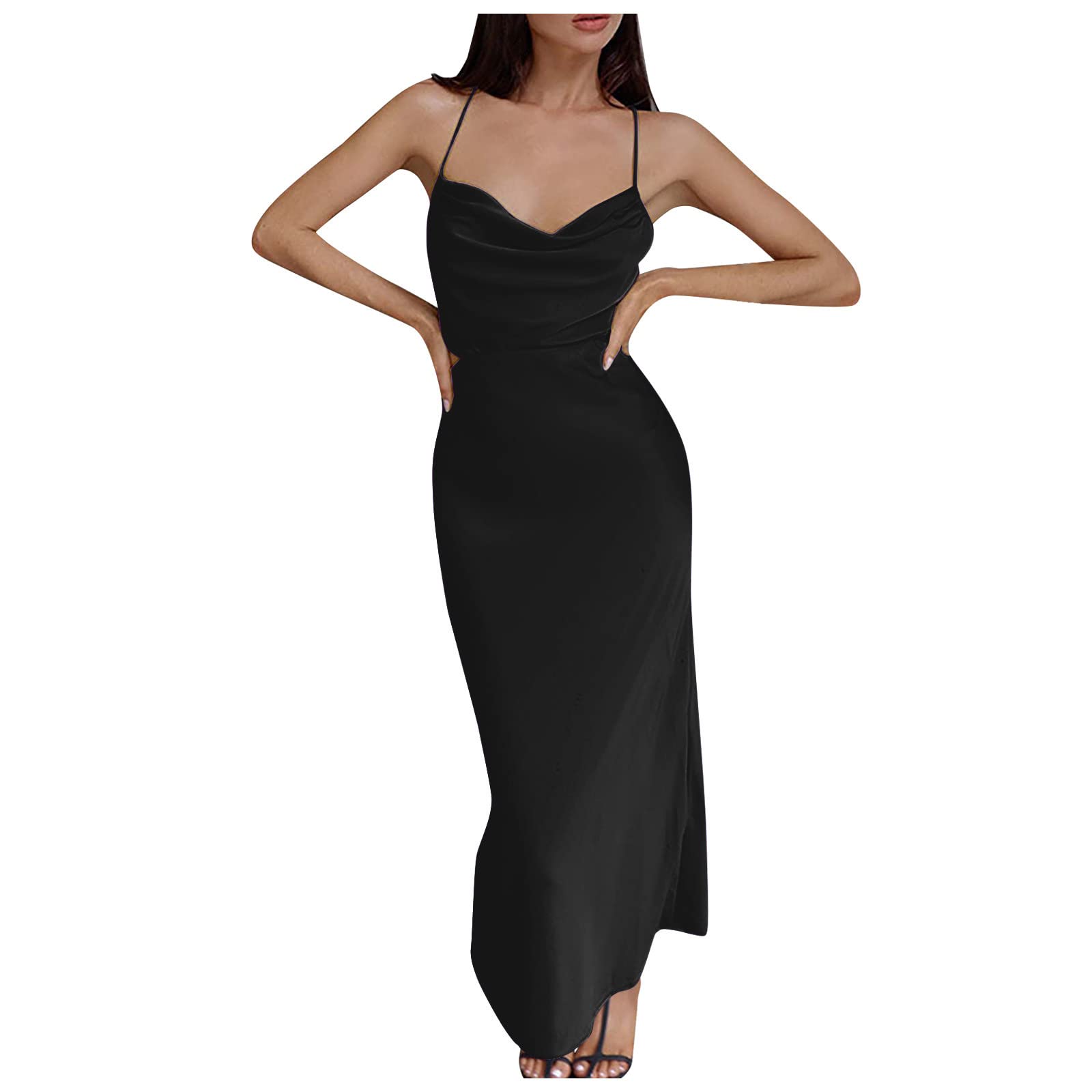 Women's Casual Sexy Backless Straps Solid Color Dress - Perfect for Date Night, Parties & Summer Outings