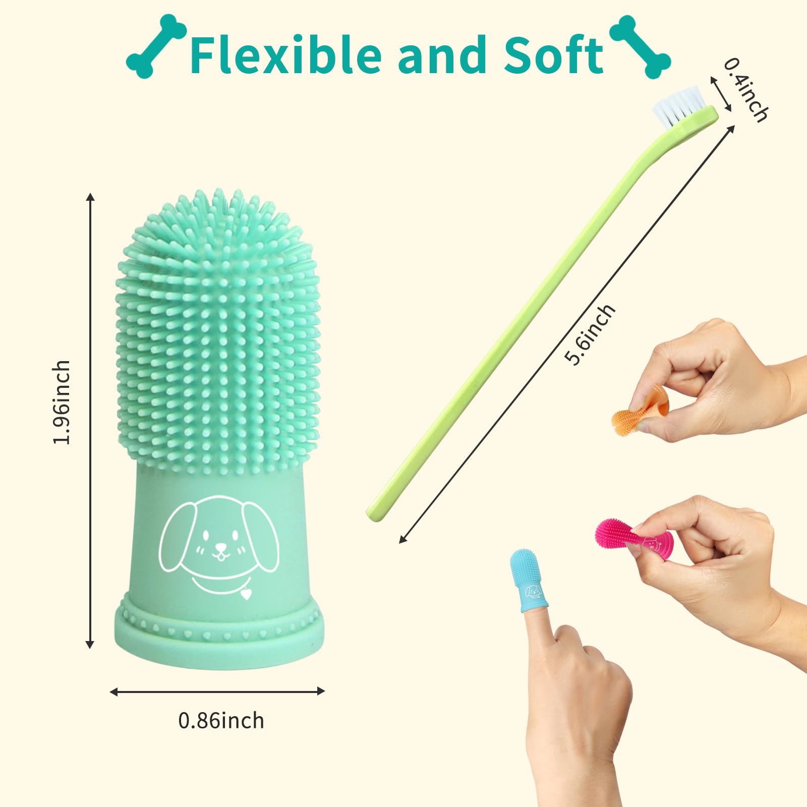 Pet Dental Care Finger Toothbrush for Dogs - Puppy Teeth Cleaning Kit with Soft Fingerbrush for Gentle Brushing - Perfect for Small & Medium Dogs at Home or Travel
