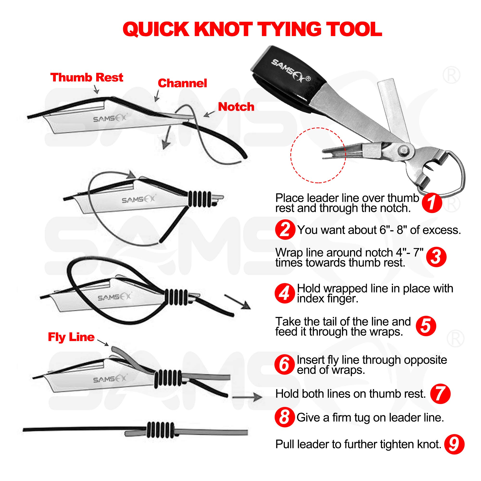 Premium SAMSFX Fishing Knot Tying Tool & Fly Fishing Tippet Cutter Set - 2-Piece Line Nippers & Clippers for Easy Knots & Quick Line Cutting | Ideal for Fly Fishing, Bass Fishing & Saltwater Angling