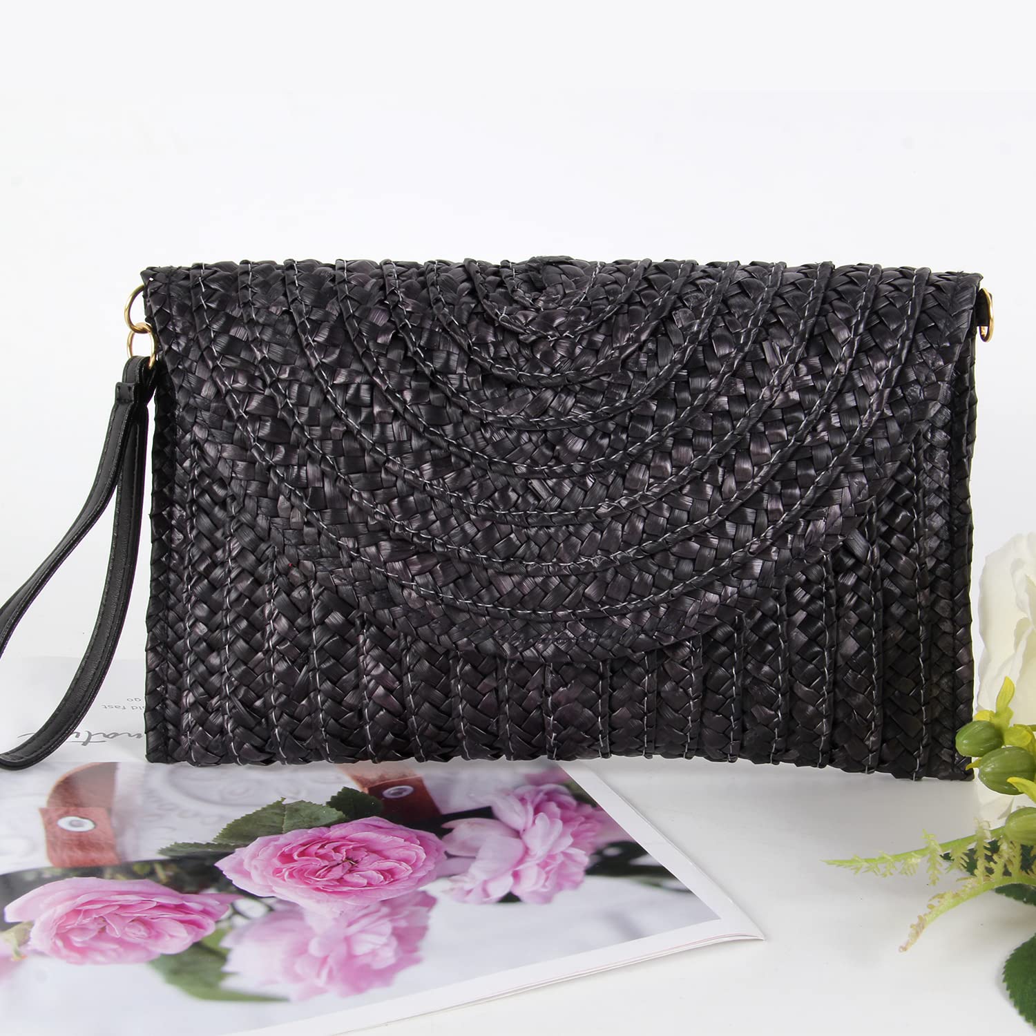 Women's Woven Straw Shoulder Bag - Summer Beach Clutch Purse for Outings, Vacations & Pool Parties | Stylish & Eco-Friendly Handbag for Casual & Boho Outfits