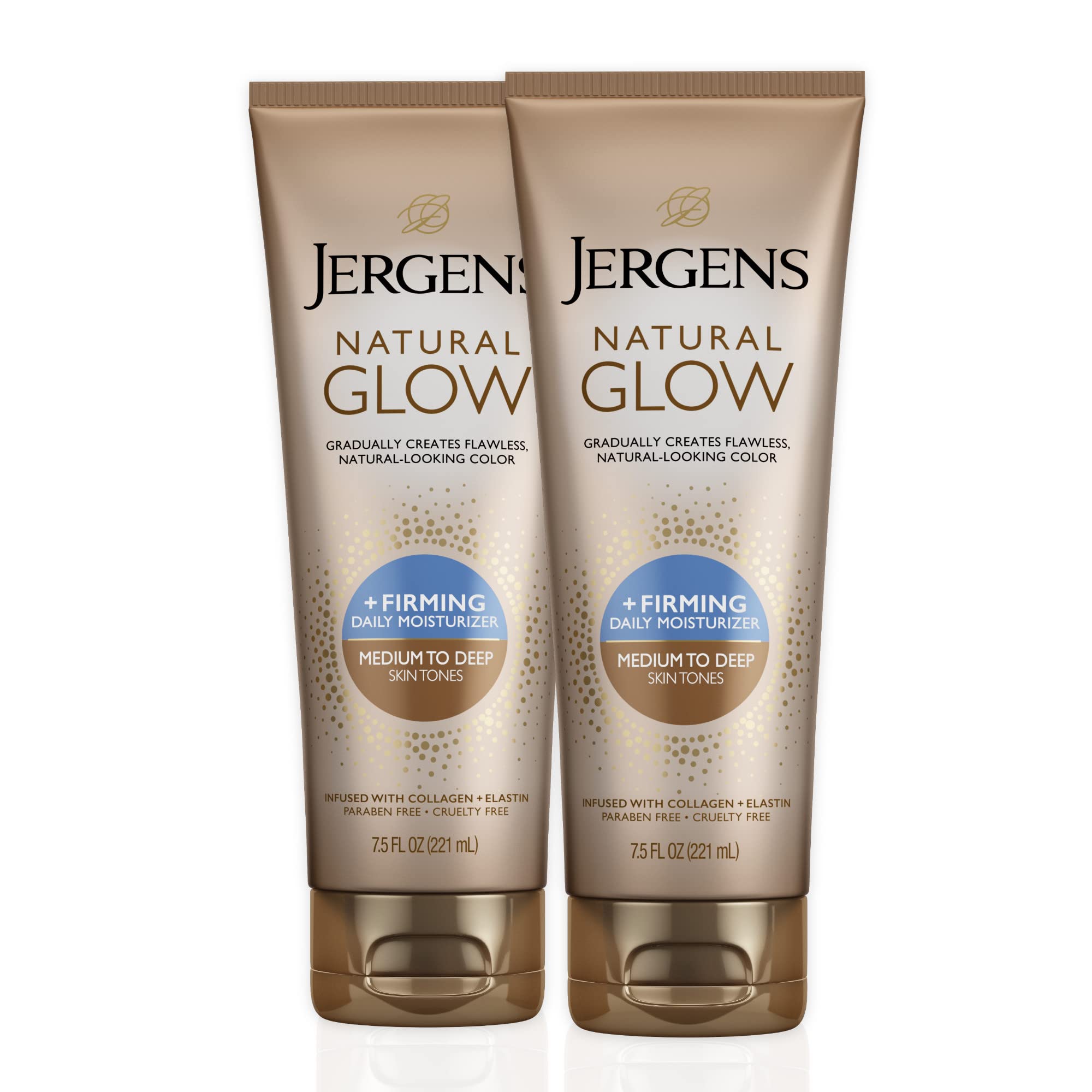 Jergens Natural Glow +FIRMING Self Tanner Body Lotion for Medium to Tan Skin | Natural Glow Face Moisturizer with SPF 20 Sunscreen | Gradual Tanning & Firming for Smooth, Sun-Kissed Skin | Perfect for Beach Days & Summer Glow