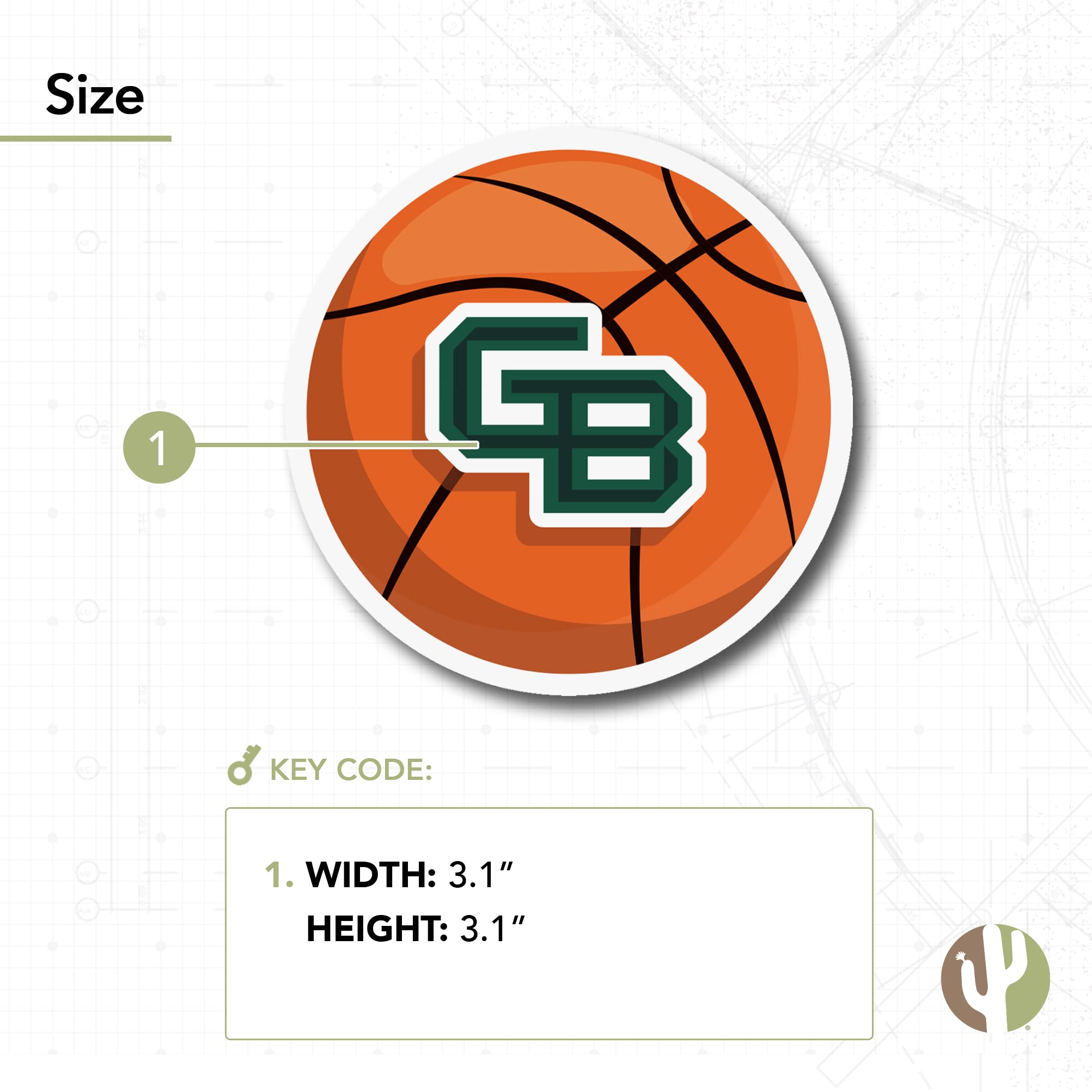 UWGB Phoenix Basketball Logo Vinyl Decal Sticker - Desert Cactus Design for Laptop, Water Bottle, Car & Scrapbook - University of Wisconsin-Green Bay Spirit Decals for Students & Fans