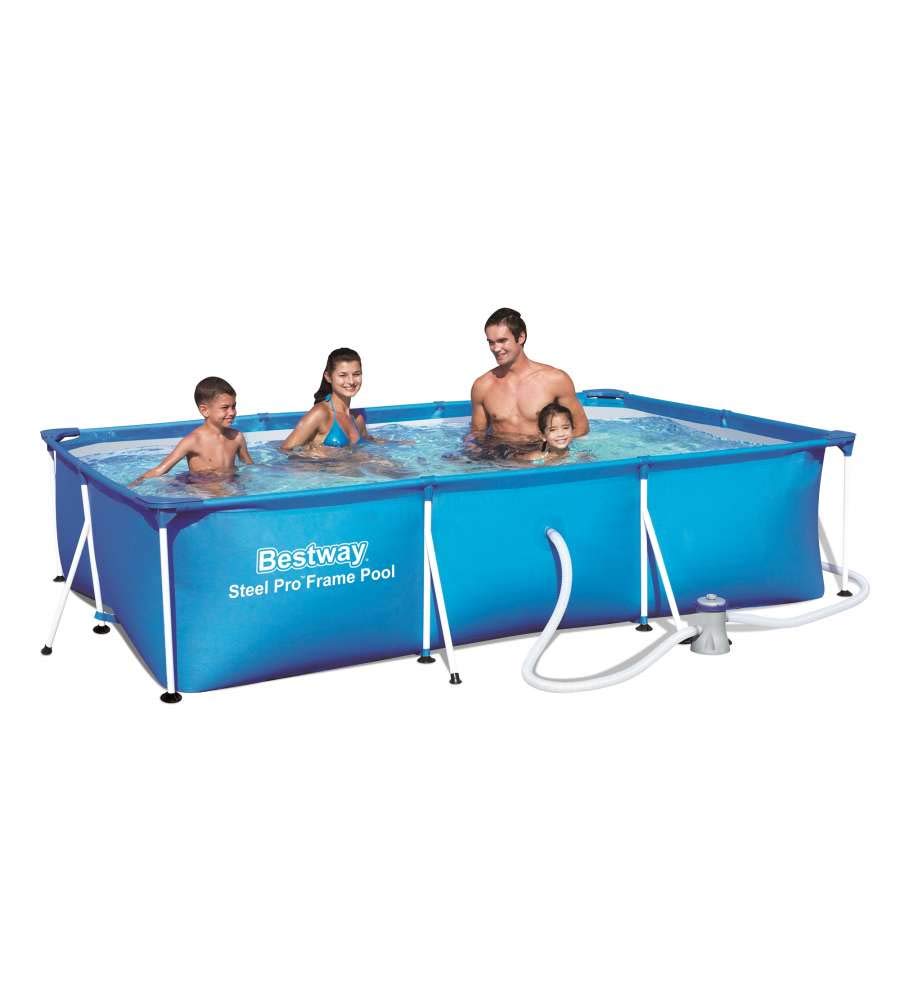 Bestway Splash Jr Frame Pool 300 x 201 x 66 cm with Cartridge Filter - Kids Inflatable Swimming Pool for Backyard, Garden & Outdoor Summer Fun