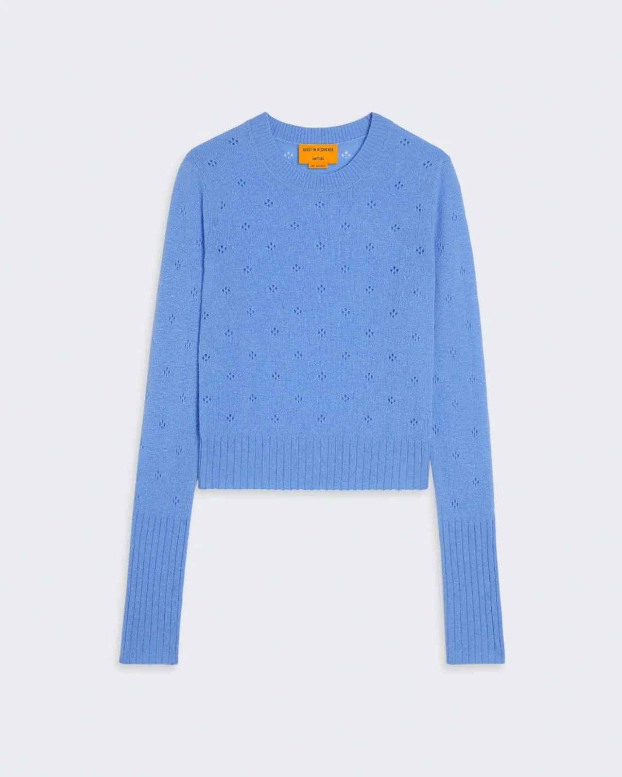 Guest In Residence Shrunken Pointelle Crew Sweater - Women's Casual Knit Pullover for Fall & Winter | Perfect for Office, Coffee Dates & Weekend Outings
