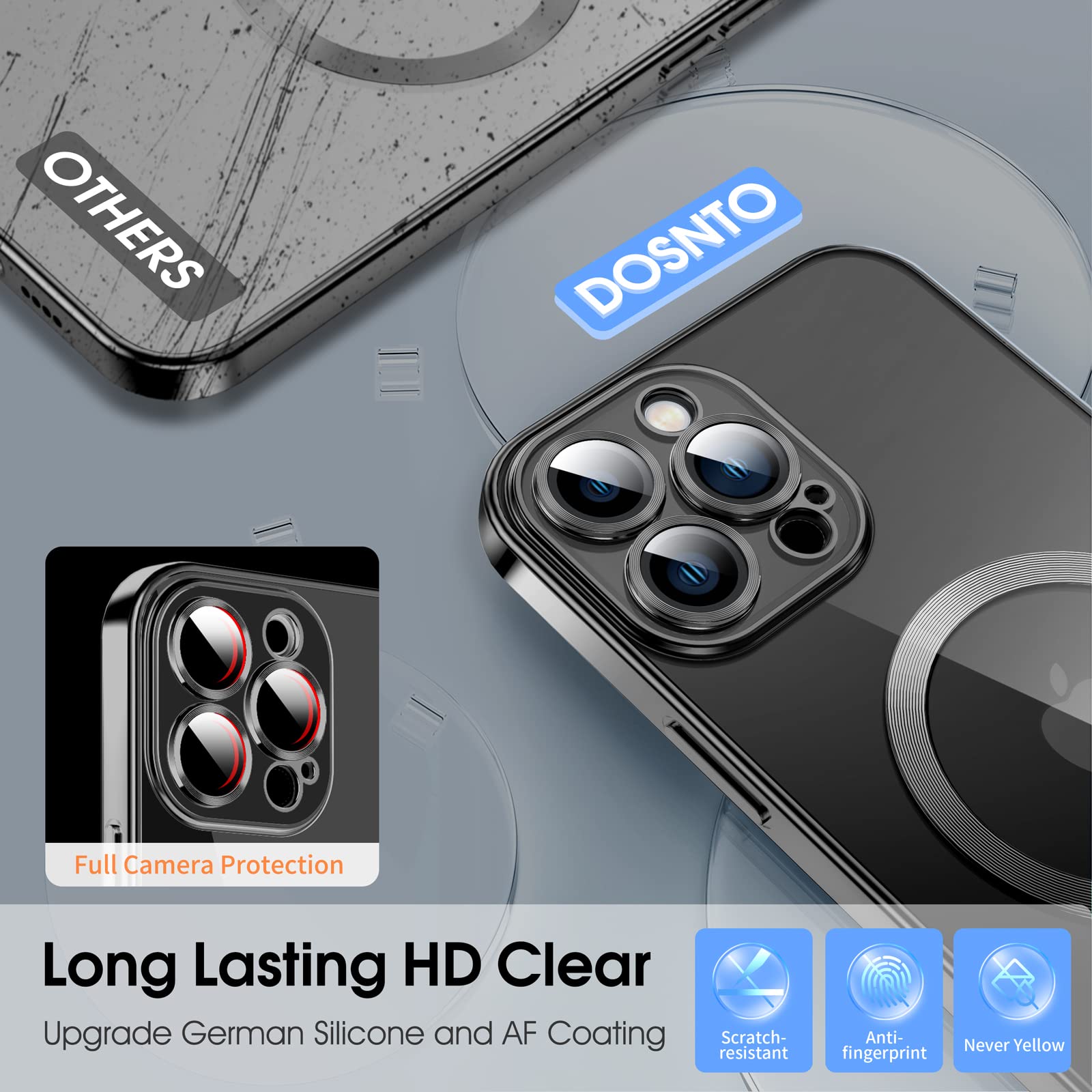 Magnetic Clear iPhone 14 Pro Case with MagSafe - Slim Silicone Cover with Integrated Camera Protection Glass | Anti-Yellowing, Anti-Fingerprint, Scratch Resistant | Compatible with Wireless Charging | Perfect for Everyday Protection & Style