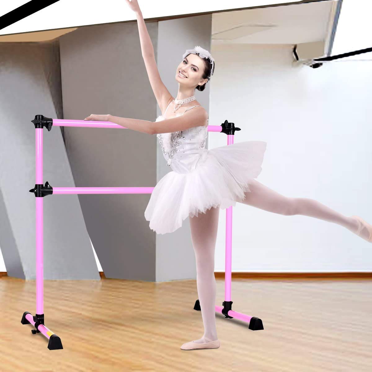 Adjustable Portable Ballet Barre for Home & Studio - Double Dance Bar for Stretching, Pilates, Workouts - Kids & Adults Use for Dance Practice, Fitness Training, Yoga & Ballet Exercises