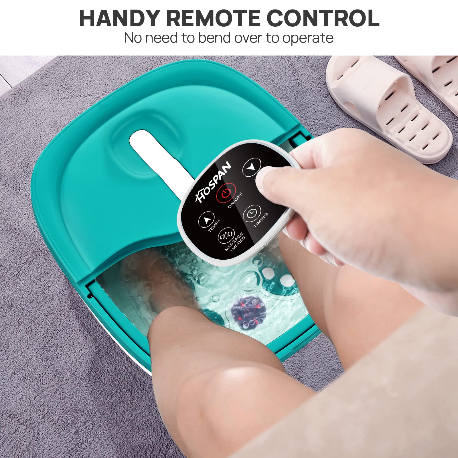 HOSPAN Electric Foot Spa with Heat, Bubble, Remote & 24 Shiatsu Massage Balls - Collapsible Foot Bath for Relaxation, Stress Relief & Pedicure - Perfect for Home Spa, Self-Care & Gift Giving