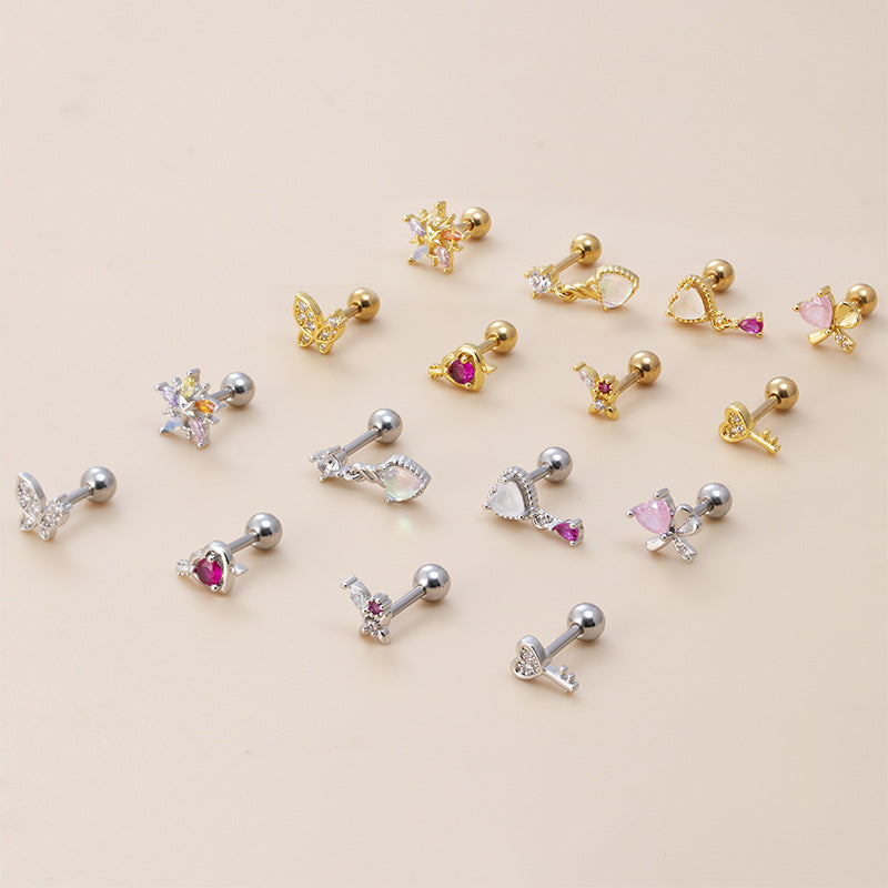16G Surgical Steel Cartilage Earrings - Butterfly Flower Studs for Women | Hypoallergenic, Comfort Fit | Perfect for Daily Wear, Parties & Gifts (HSPJ882)